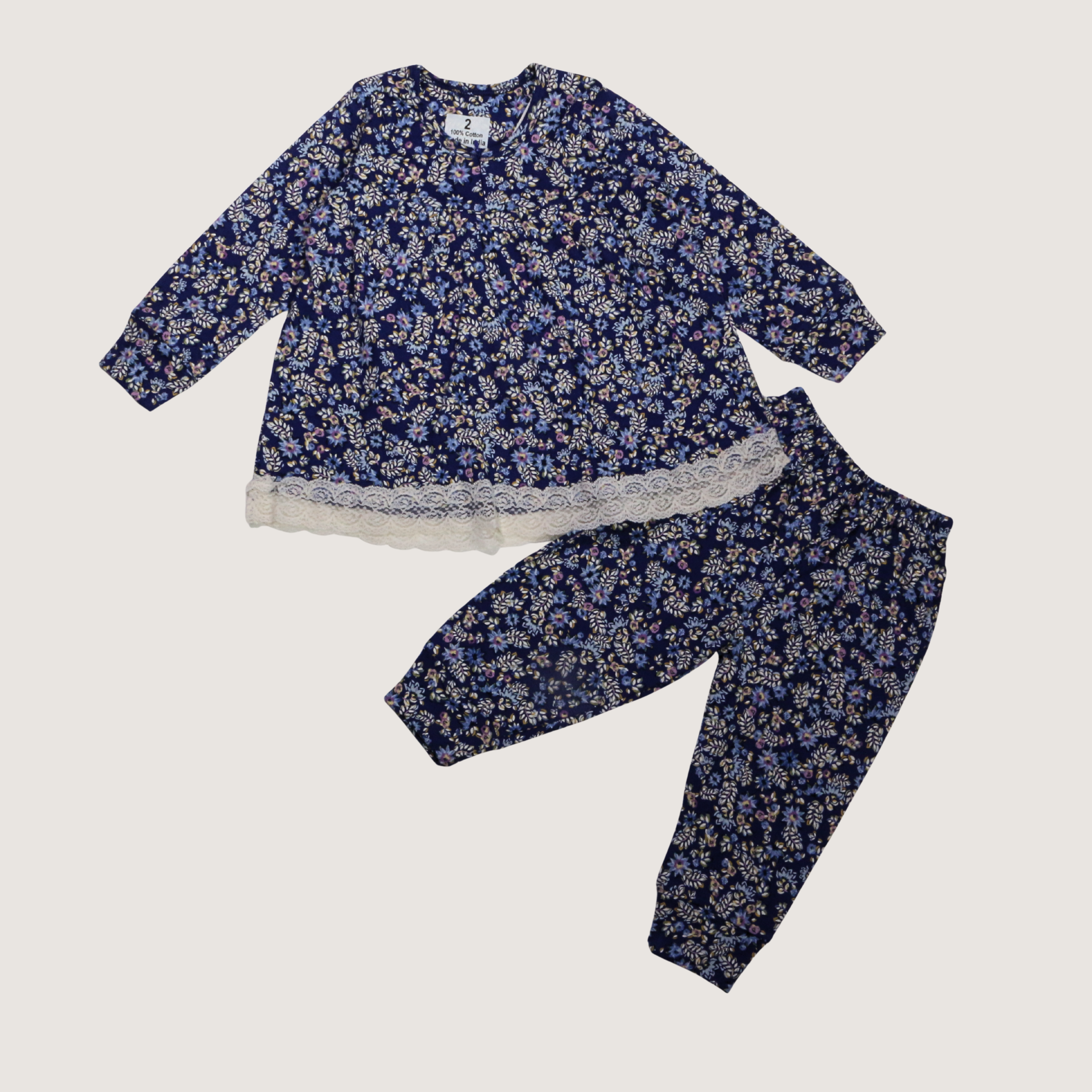 بيجامة كات ماري الوردية بأكمام طويلة (بنات)