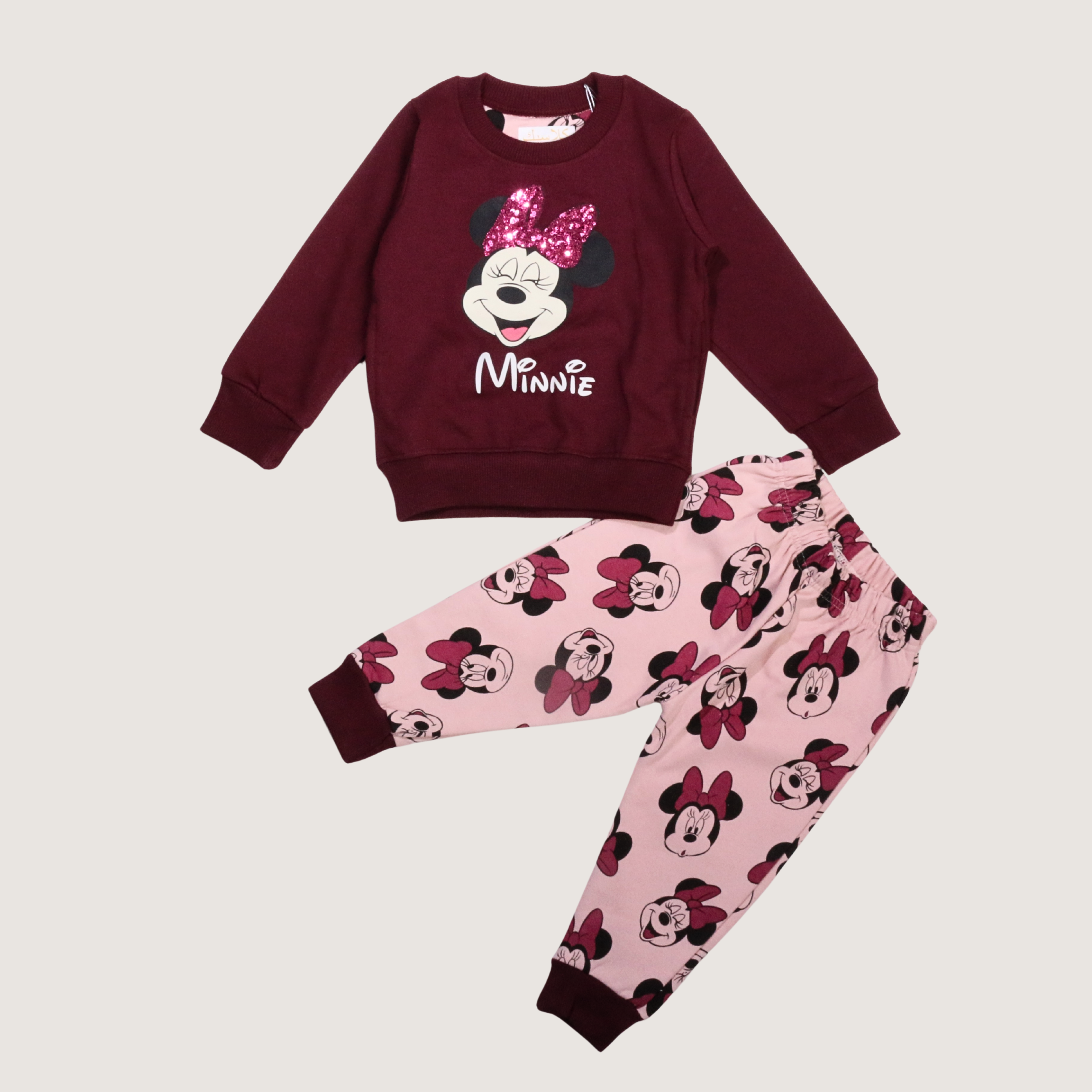 بيجامة كات ماري الوردية بأكمام طويلة (بنات)