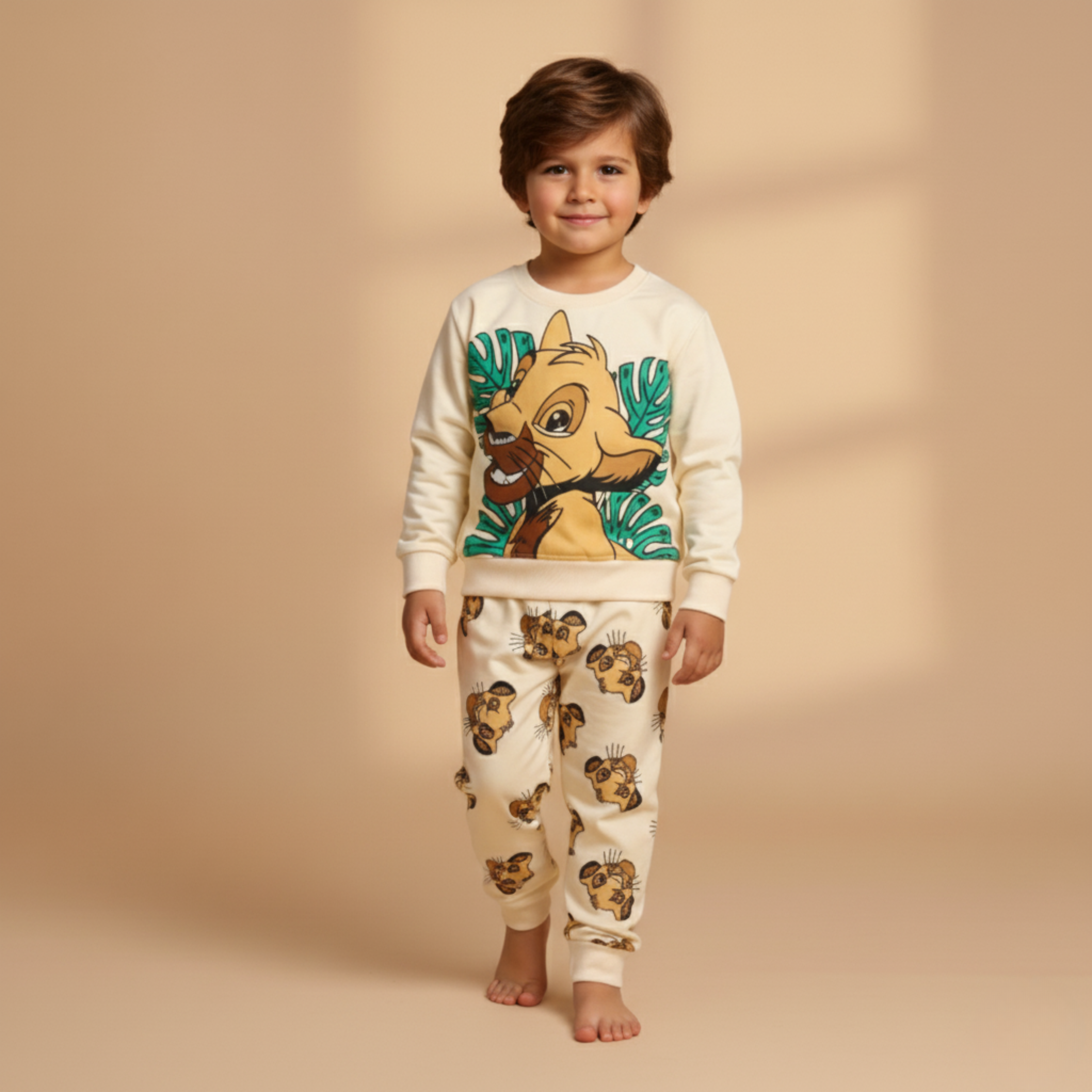 بيجامة كات ماري الوردية بأكمام طويلة (بنات)