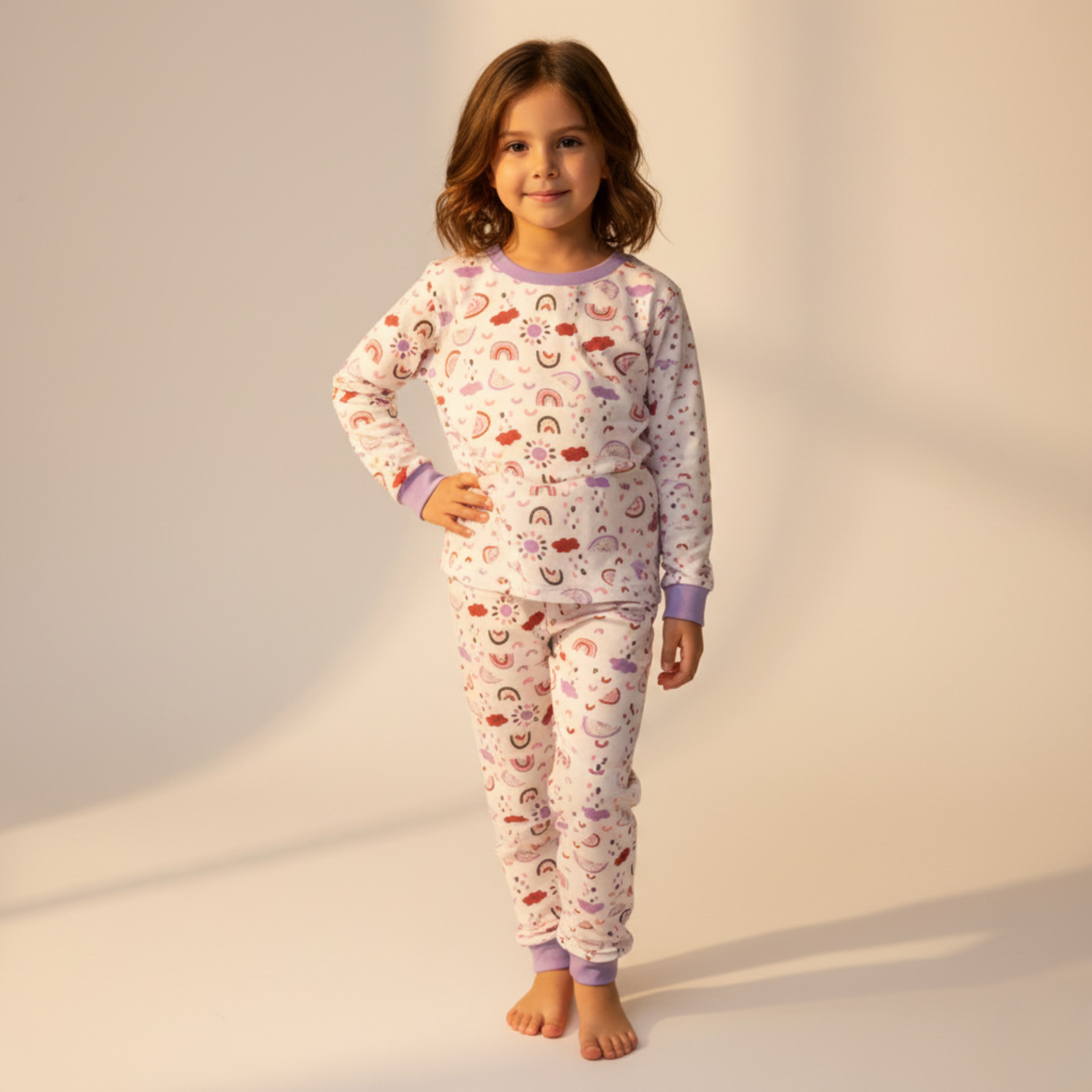 MISBAH - Rainbow Purple Long-Sleeves Pajamas (Girls)