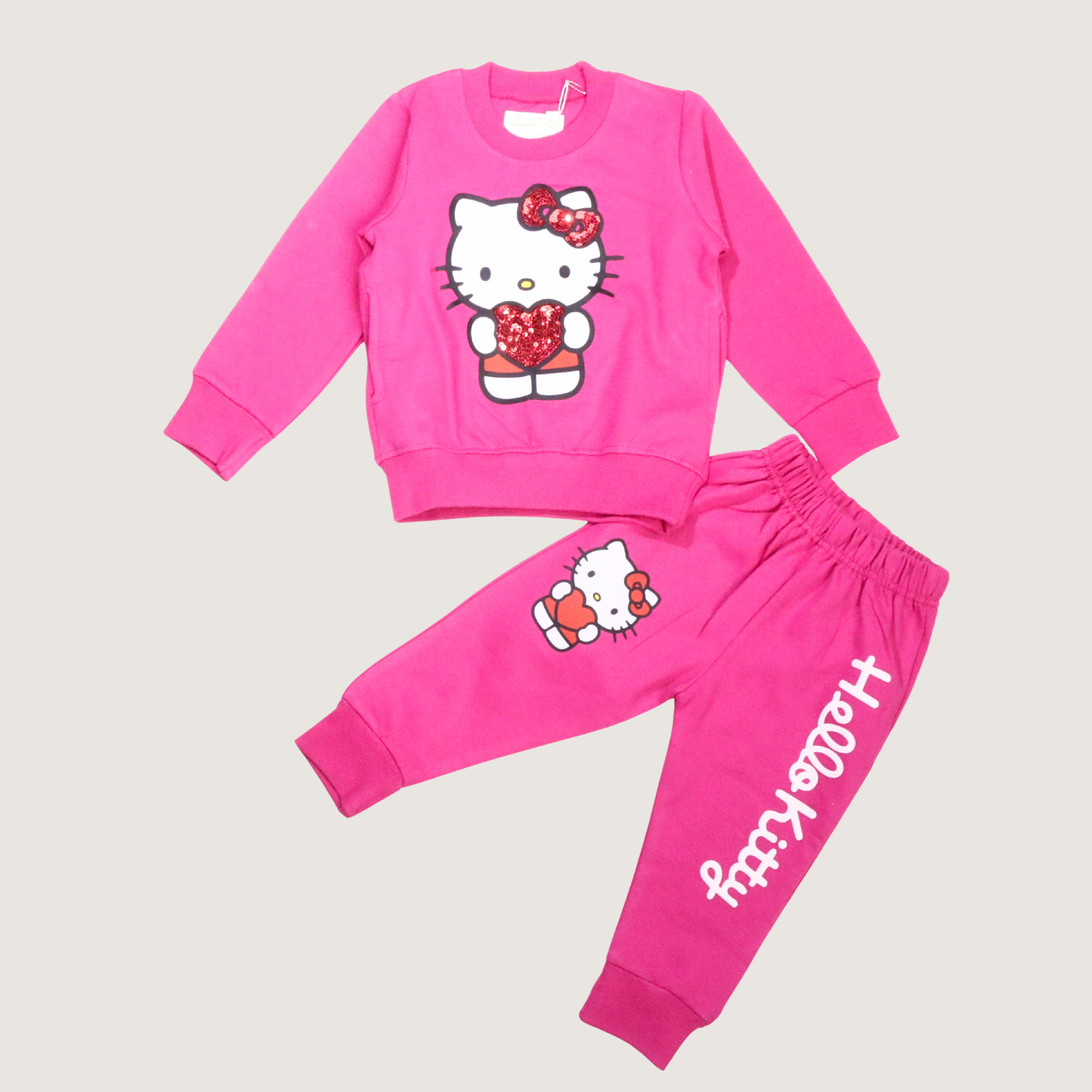 بيجامة كات ماري الوردية بأكمام طويلة (بنات)