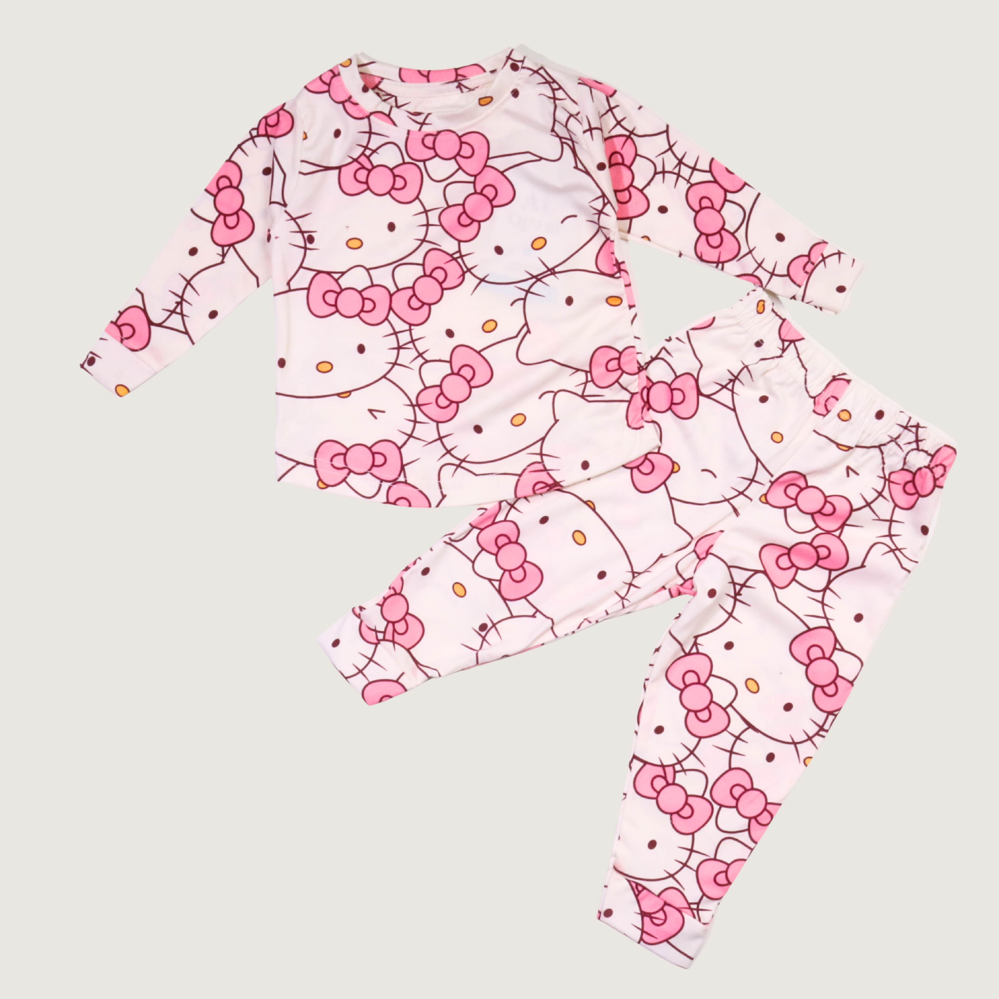 بيجامة كات ماري الوردية بأكمام طويلة (بنات)