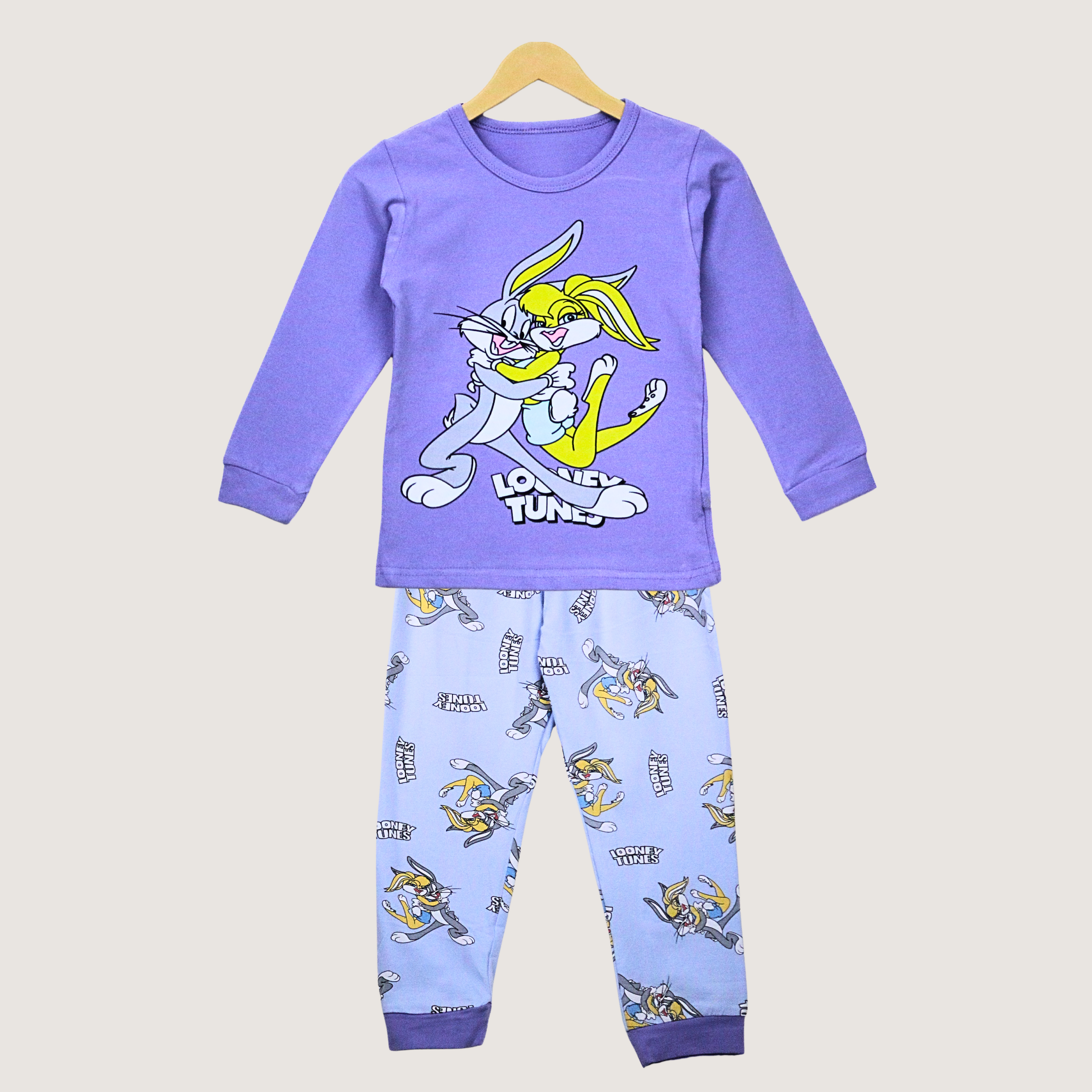 بيجامة أرنب أرجوانية بأكمام طويلة (بنات)