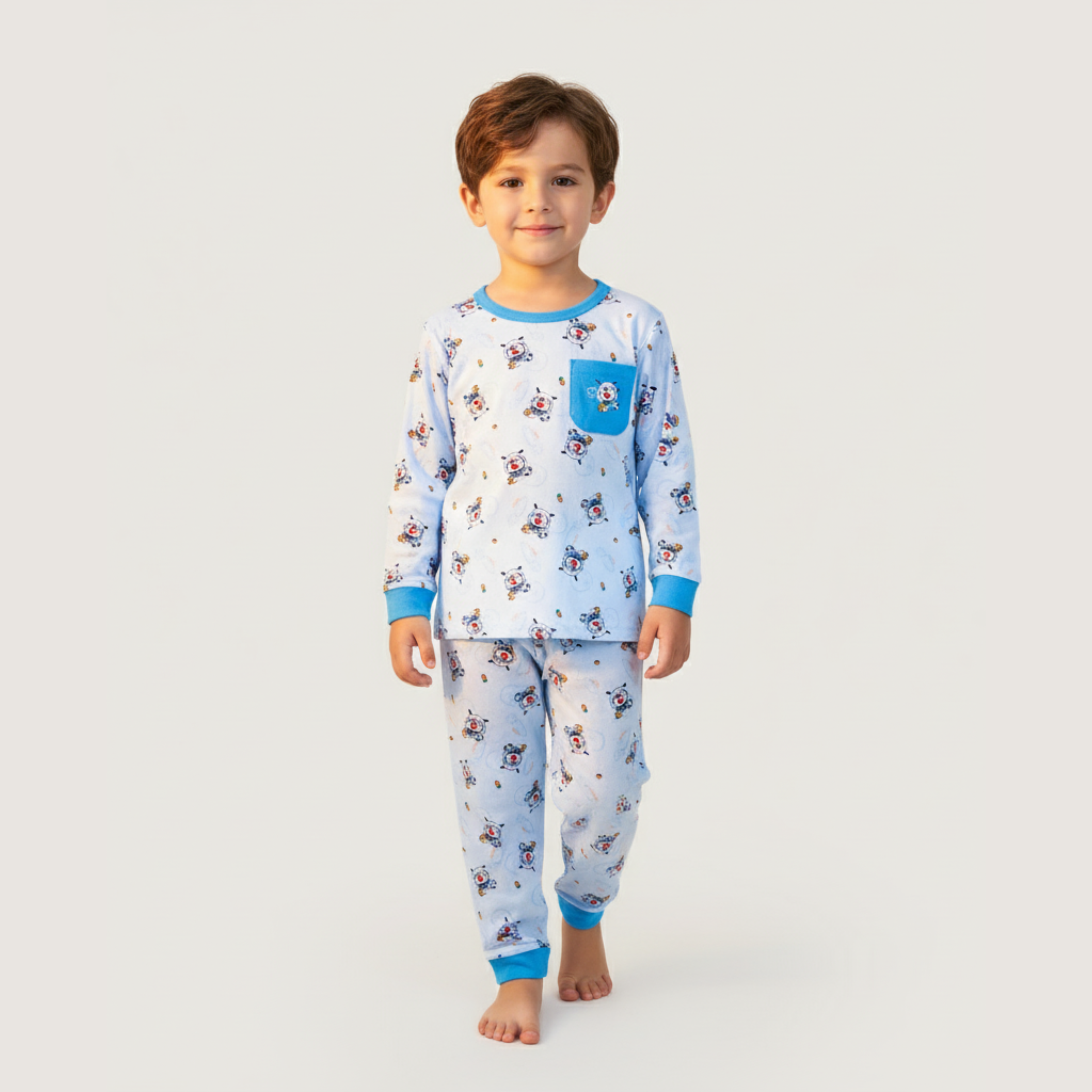 بيجامة دورايمون زرقاء بأكمام طويلة (للأولاد)