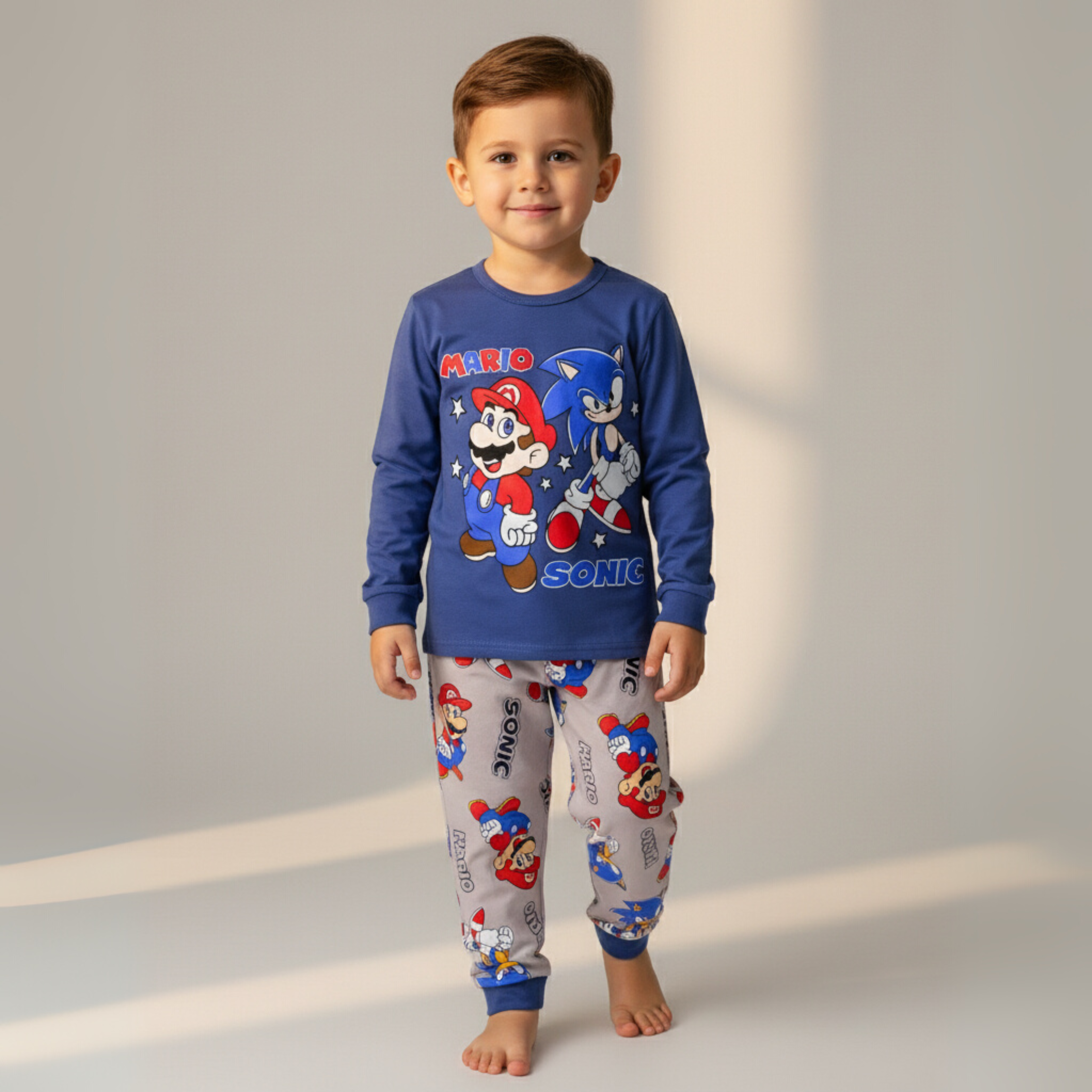بيجامة ماريو بلو بأكمام طويلة (للأولاد)