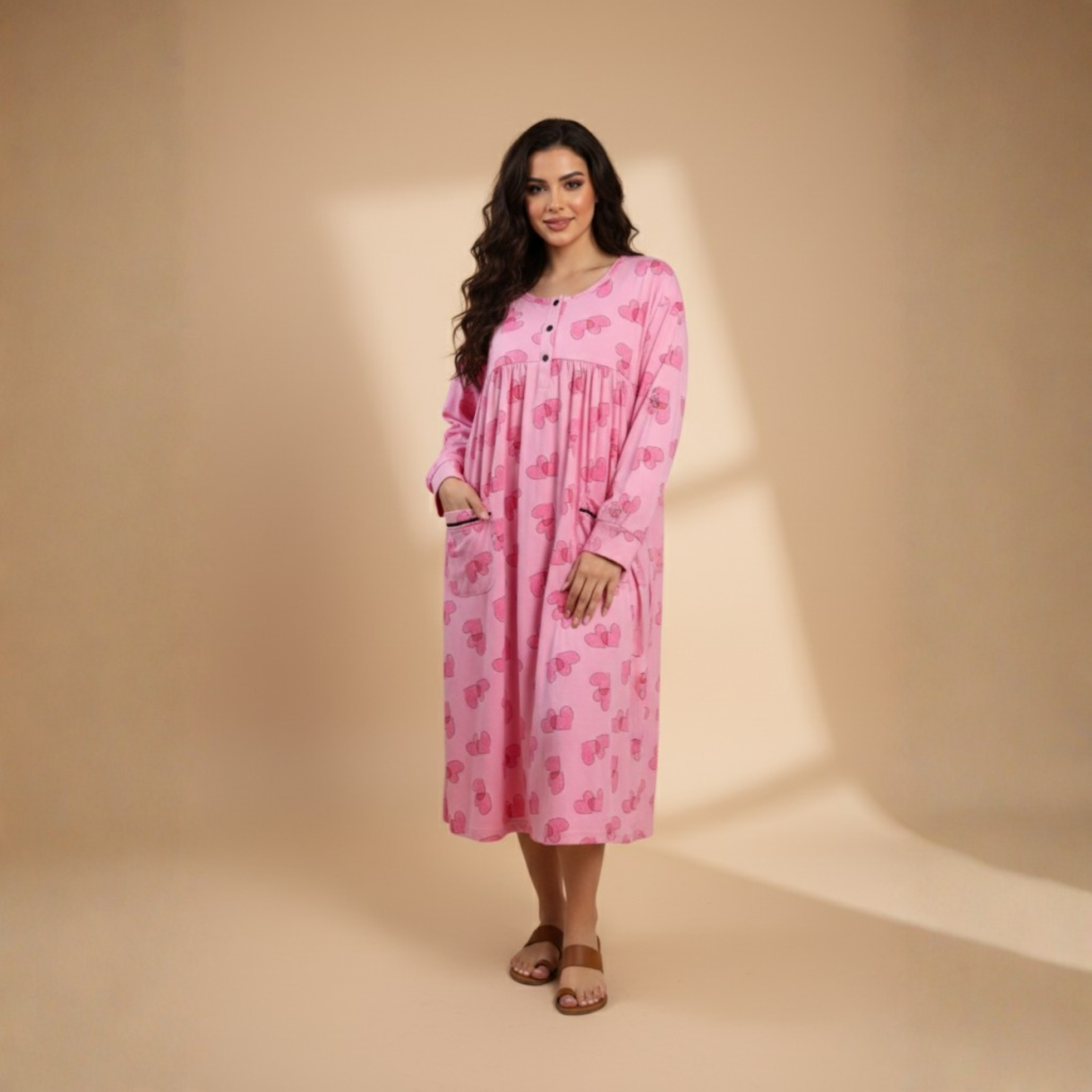 فستان نوم على شكل قلب وردي