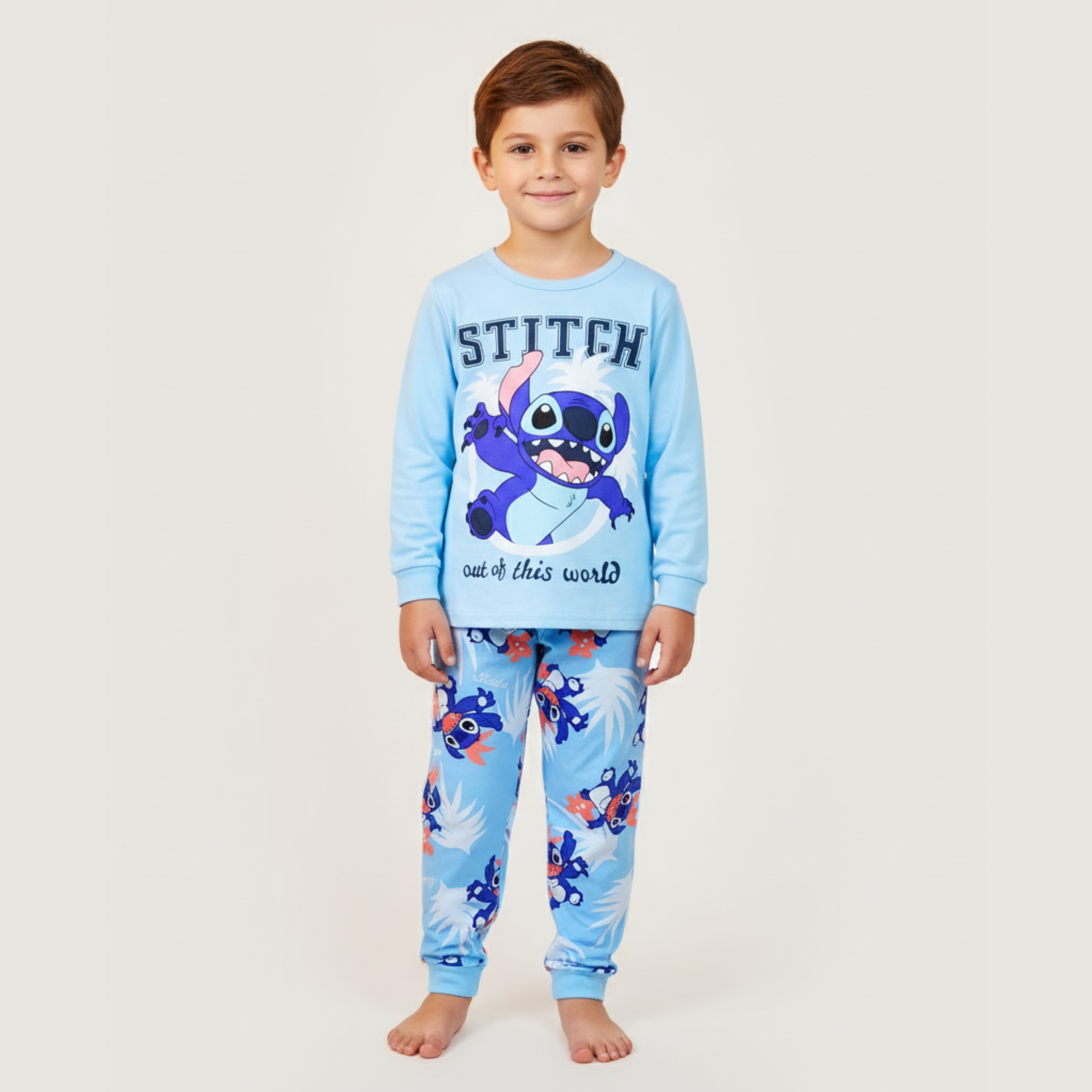 بيجامة ستيتش زرقاء بأكمام طويلة (للأولاد)
