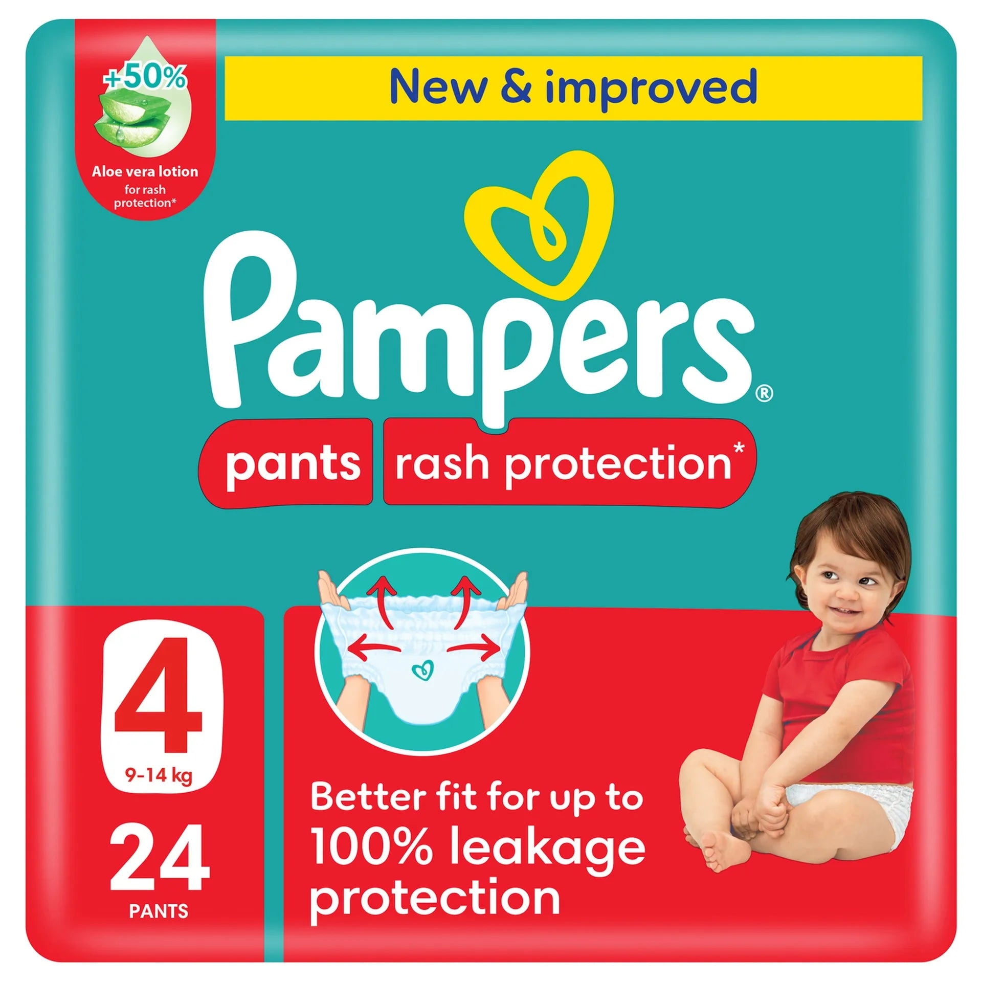 Pampers Rash Protection Pants Diapers, Size 4, 9-14kg, 24 pcs
