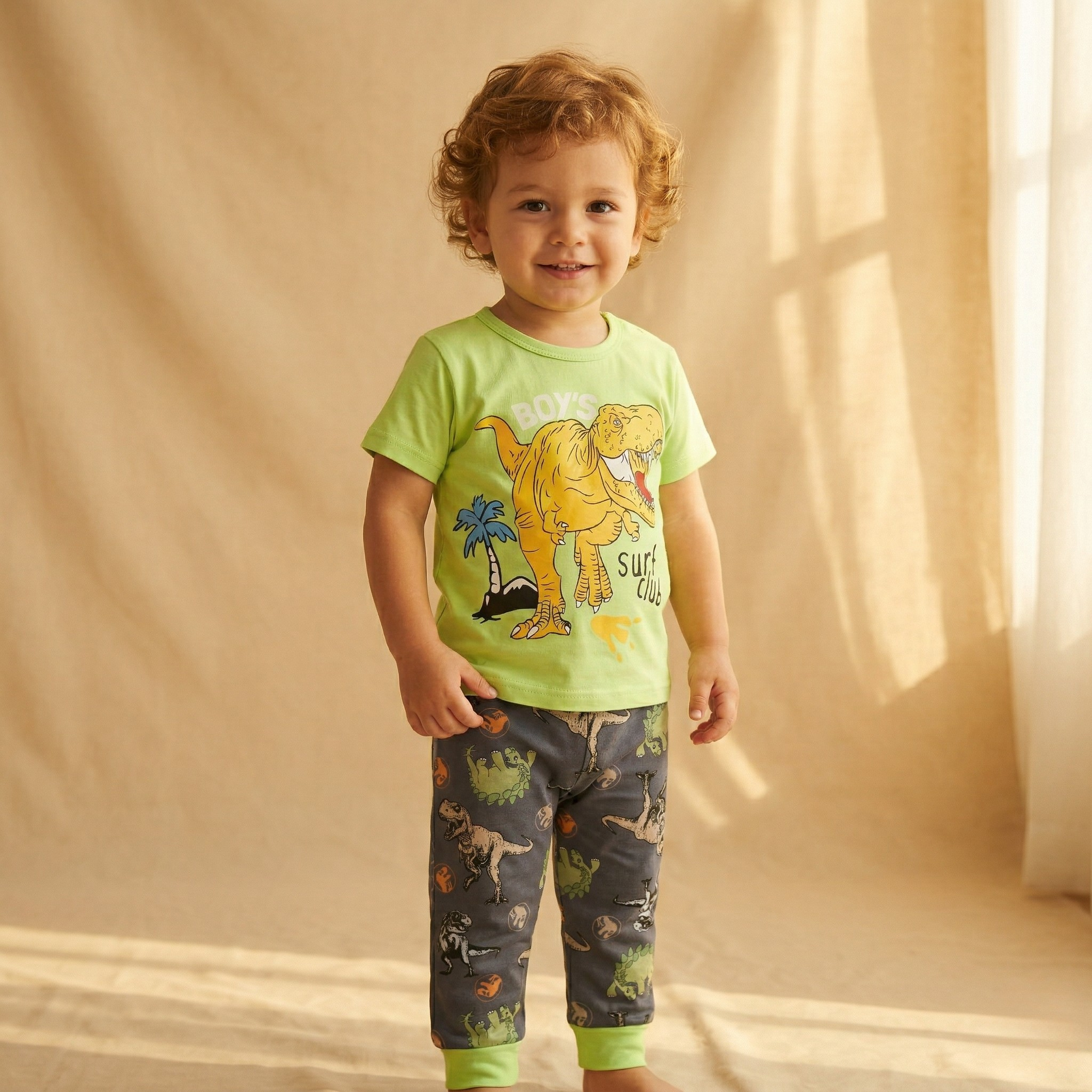 Dinosaur Green Kids H\S Pajamas