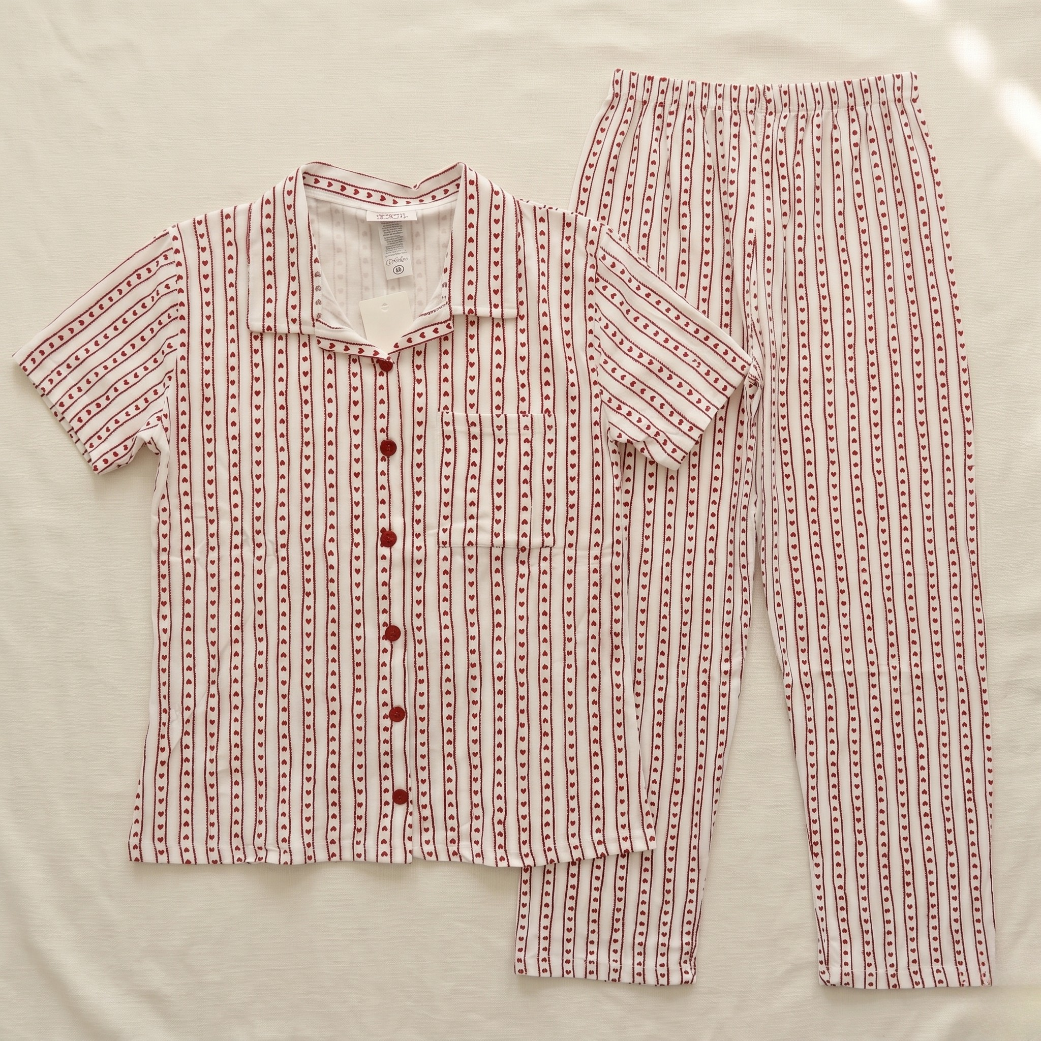Hearts Stripes White Womens Pajamas