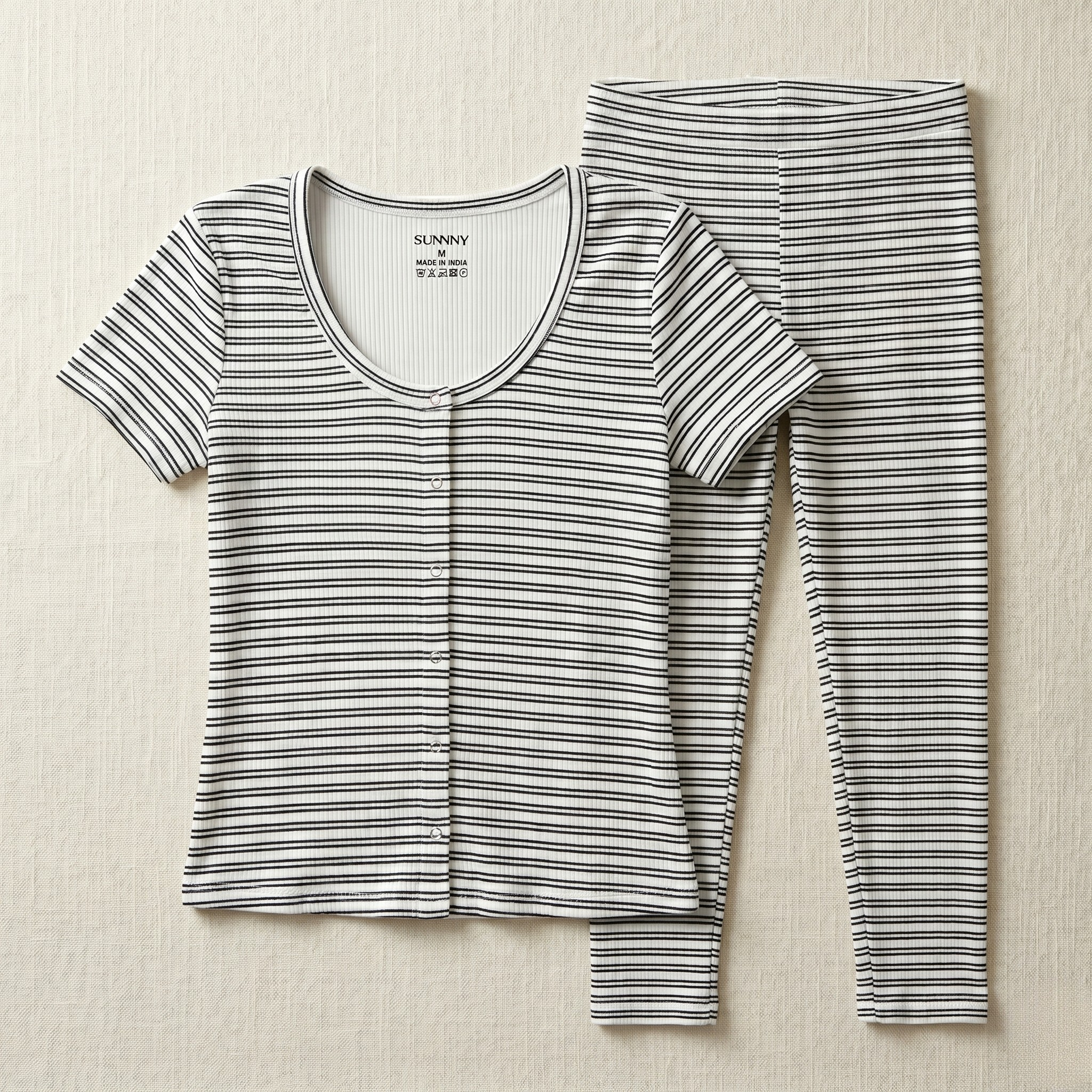Black Lines White Womens Pajamas