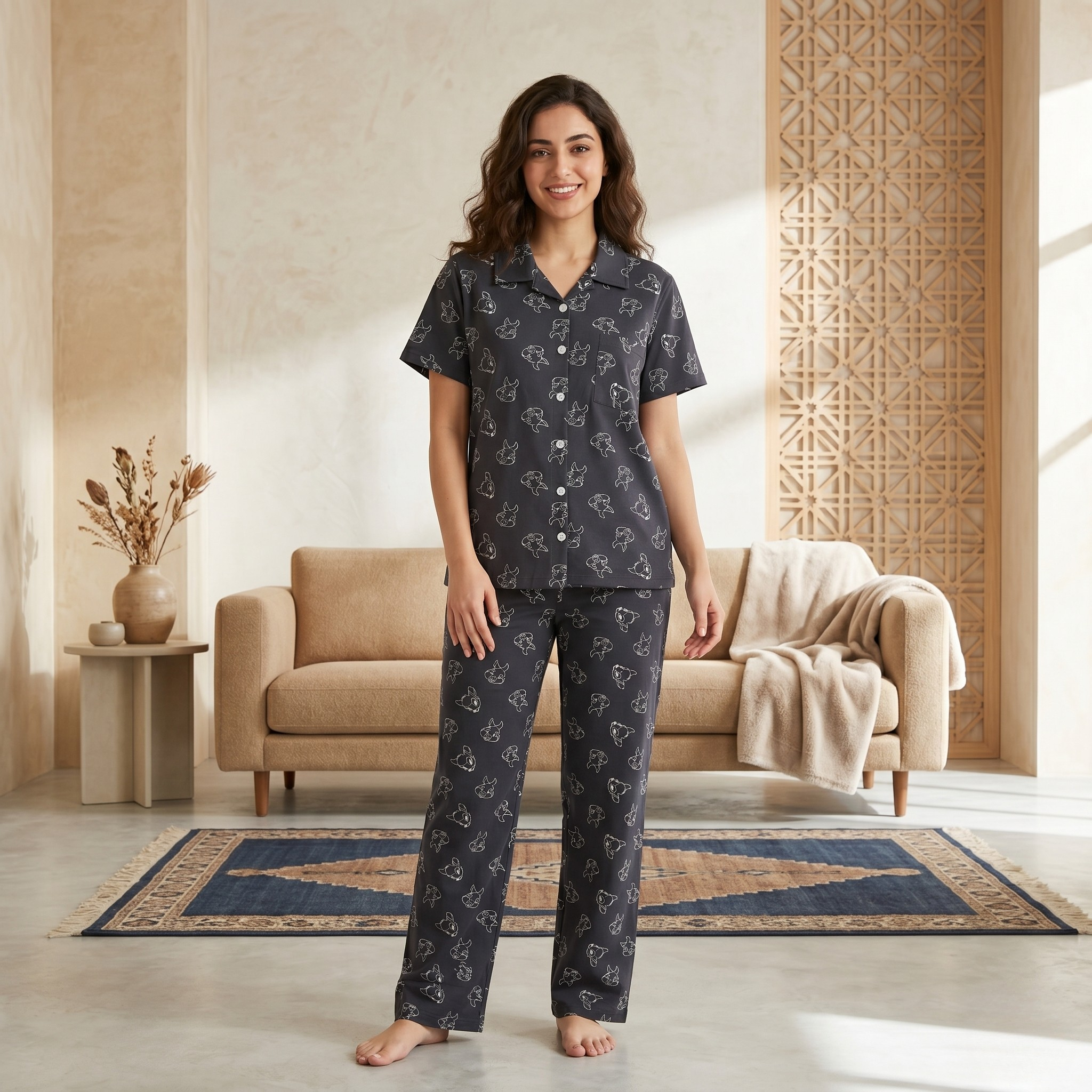Rabbit Black Womens Pajamas