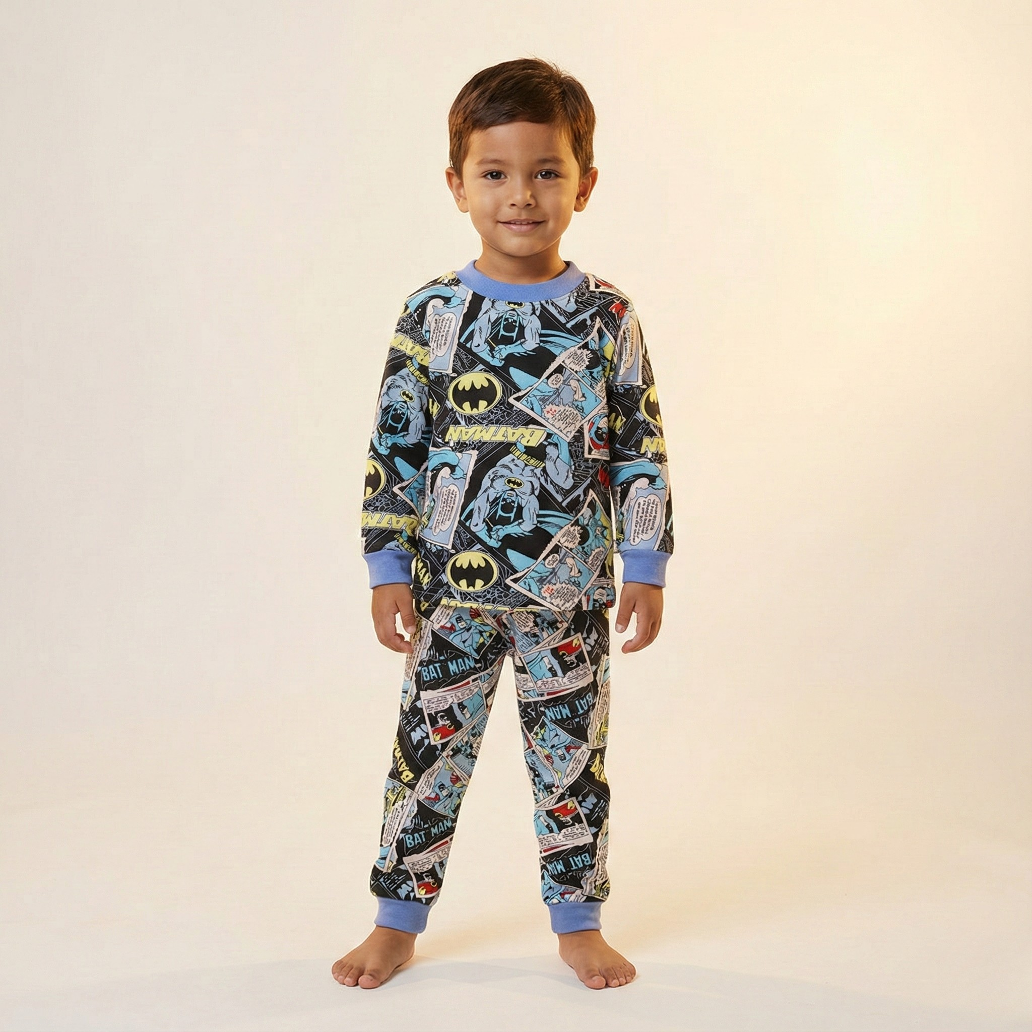 بيجامات باتمان كوميكس حرارية بأكمام طويلة (للأولاد)