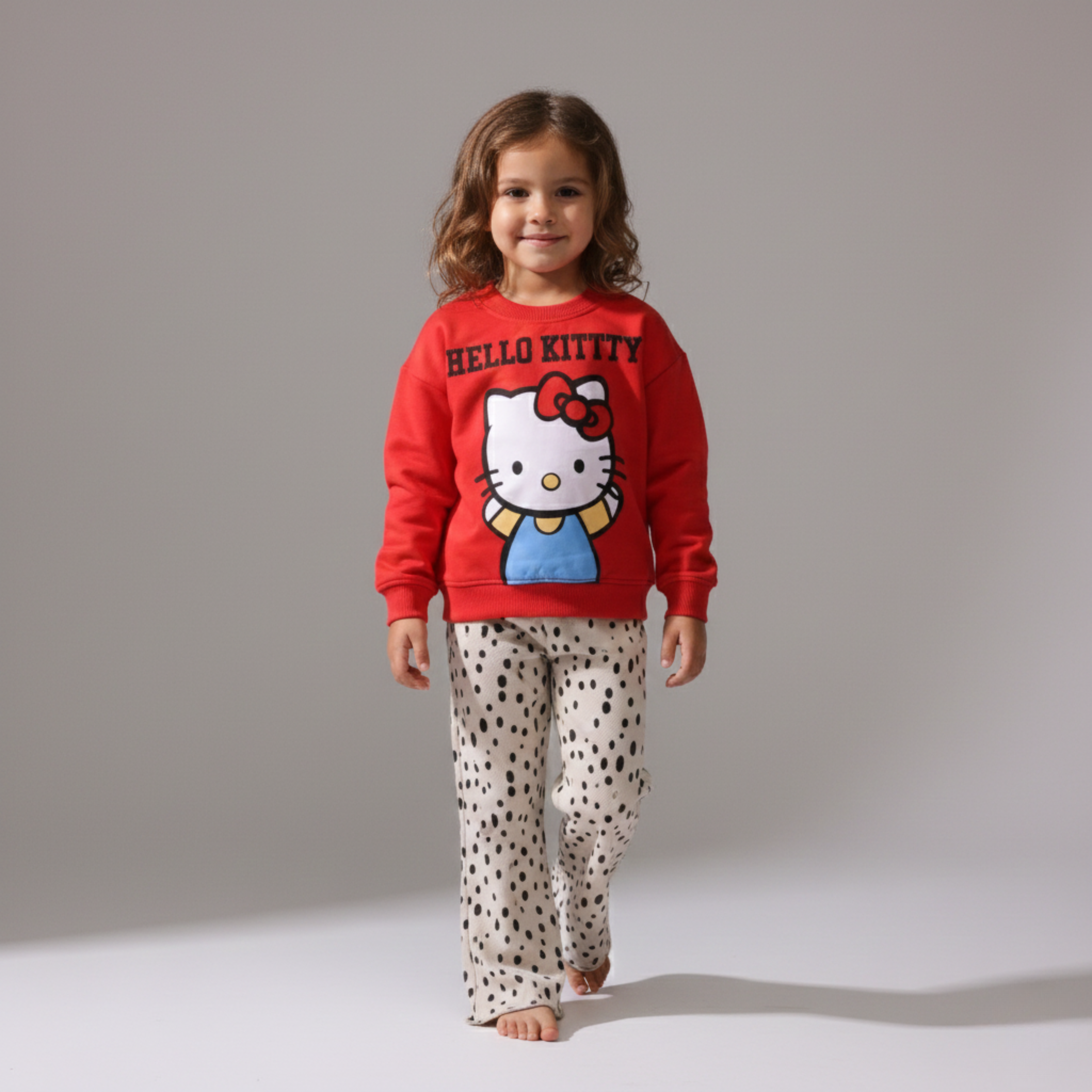 بيجامة كات ماري الوردية بأكمام طويلة (بنات)