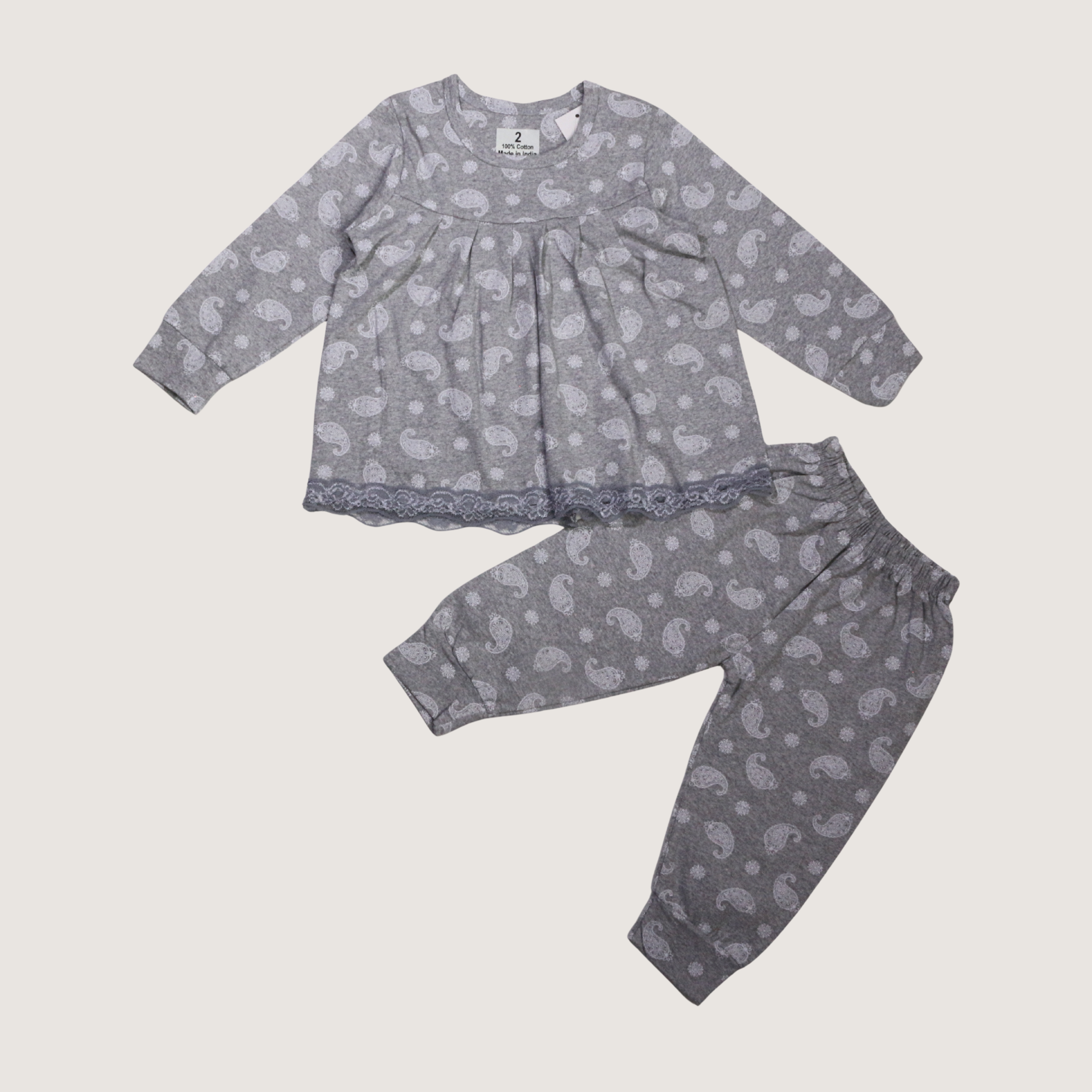 بيجامة كات ماري الوردية بأكمام طويلة (بنات)