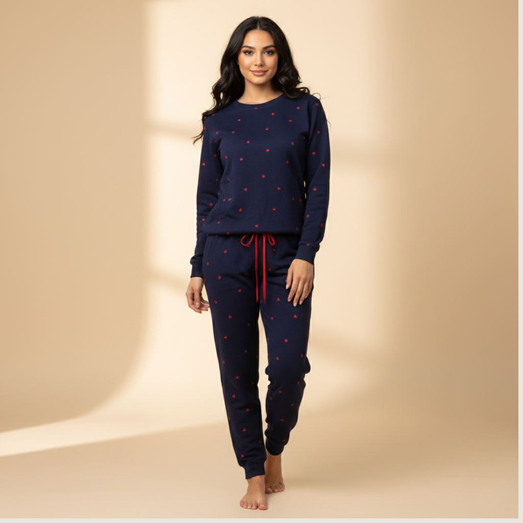 بيجامات قلوب بيضاء نسائية