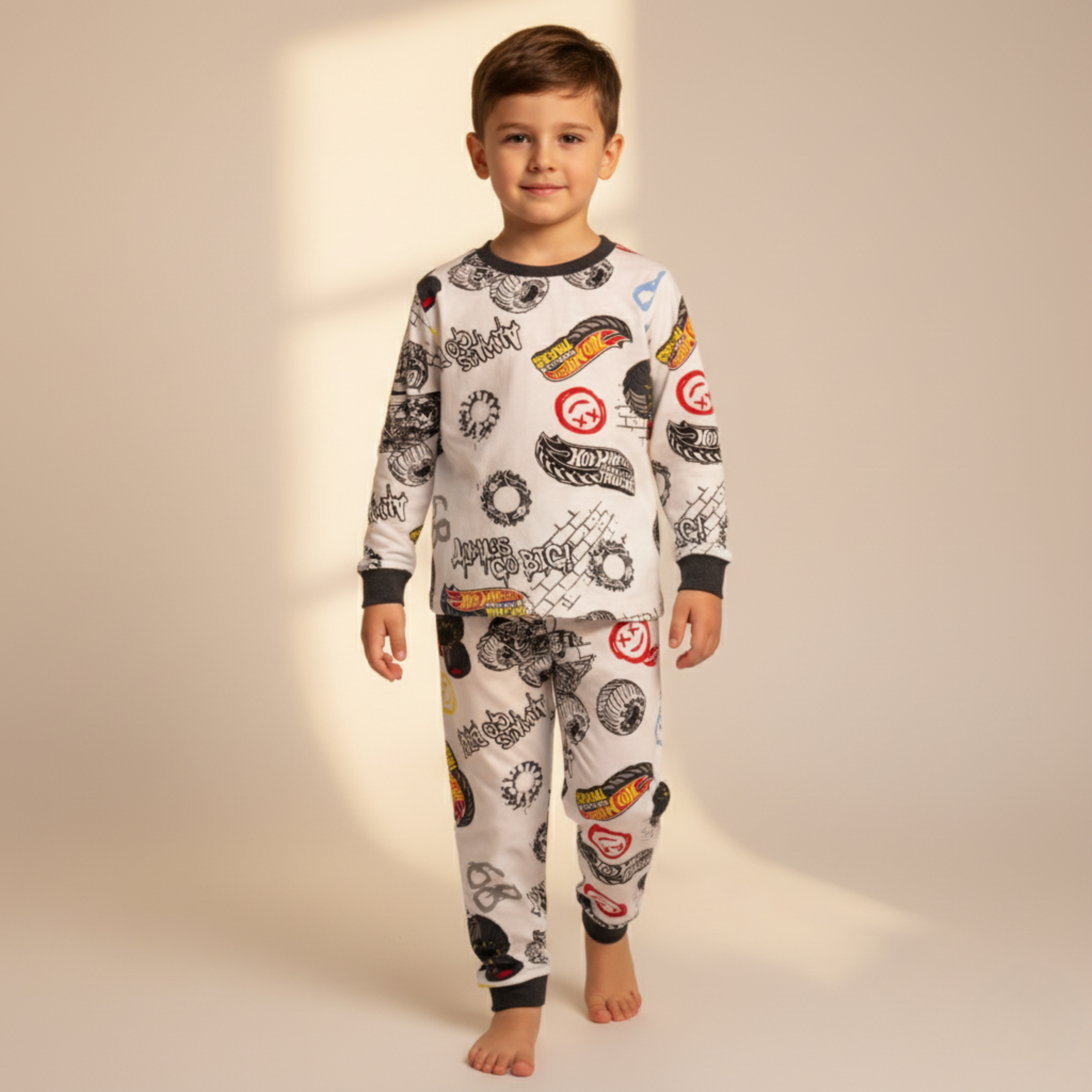 بيجامة كات ماري الوردية بأكمام طويلة (بنات)