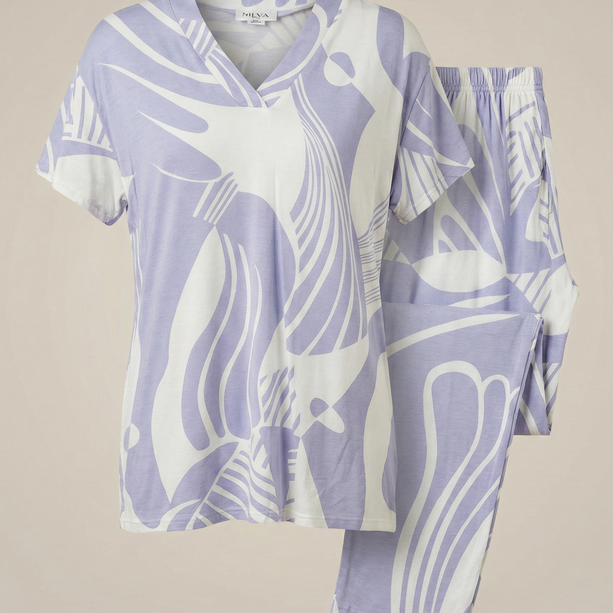 Womens Silk Pajama 2 Pcs Set 8038