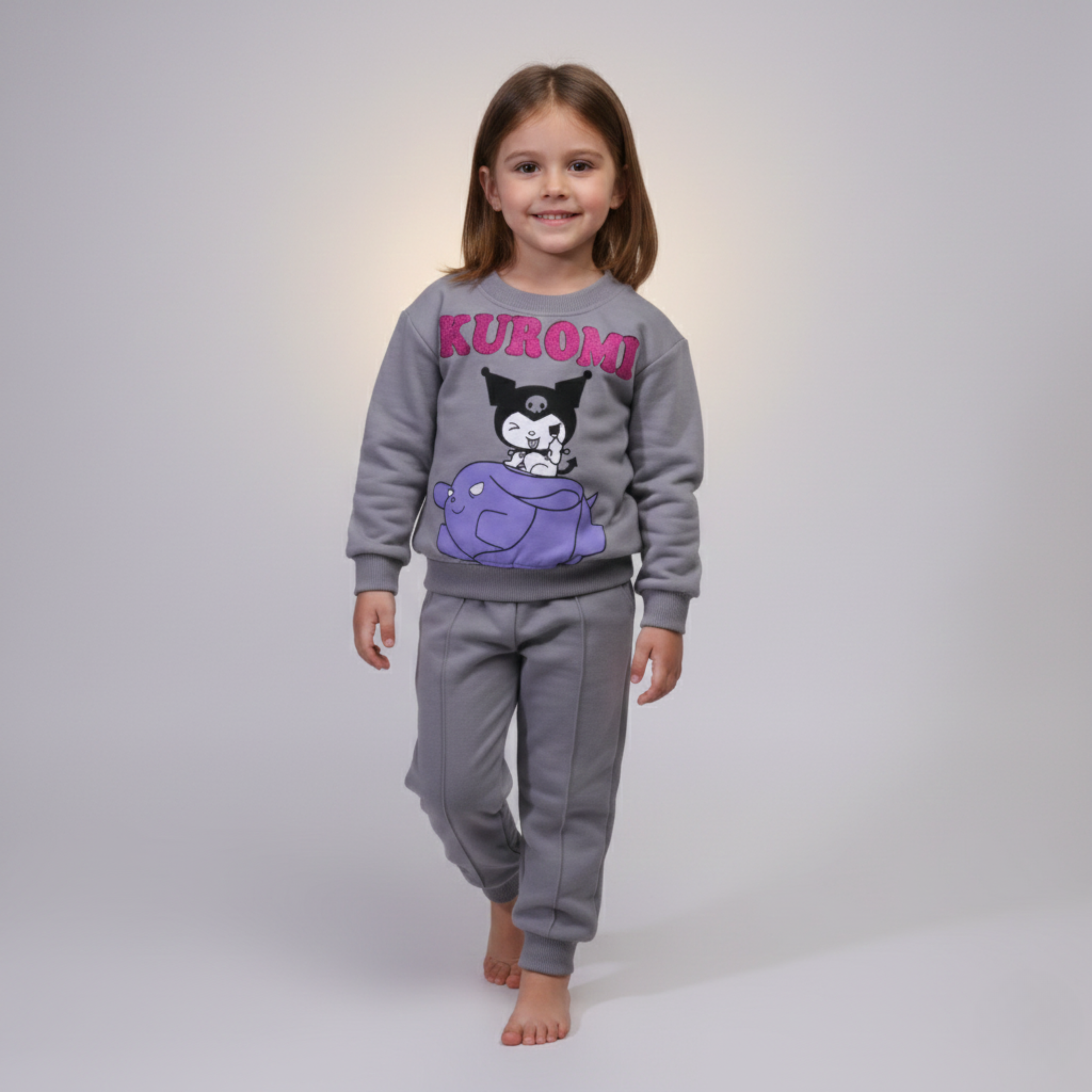 بيجامة كات ماري الوردية بأكمام طويلة (بنات)