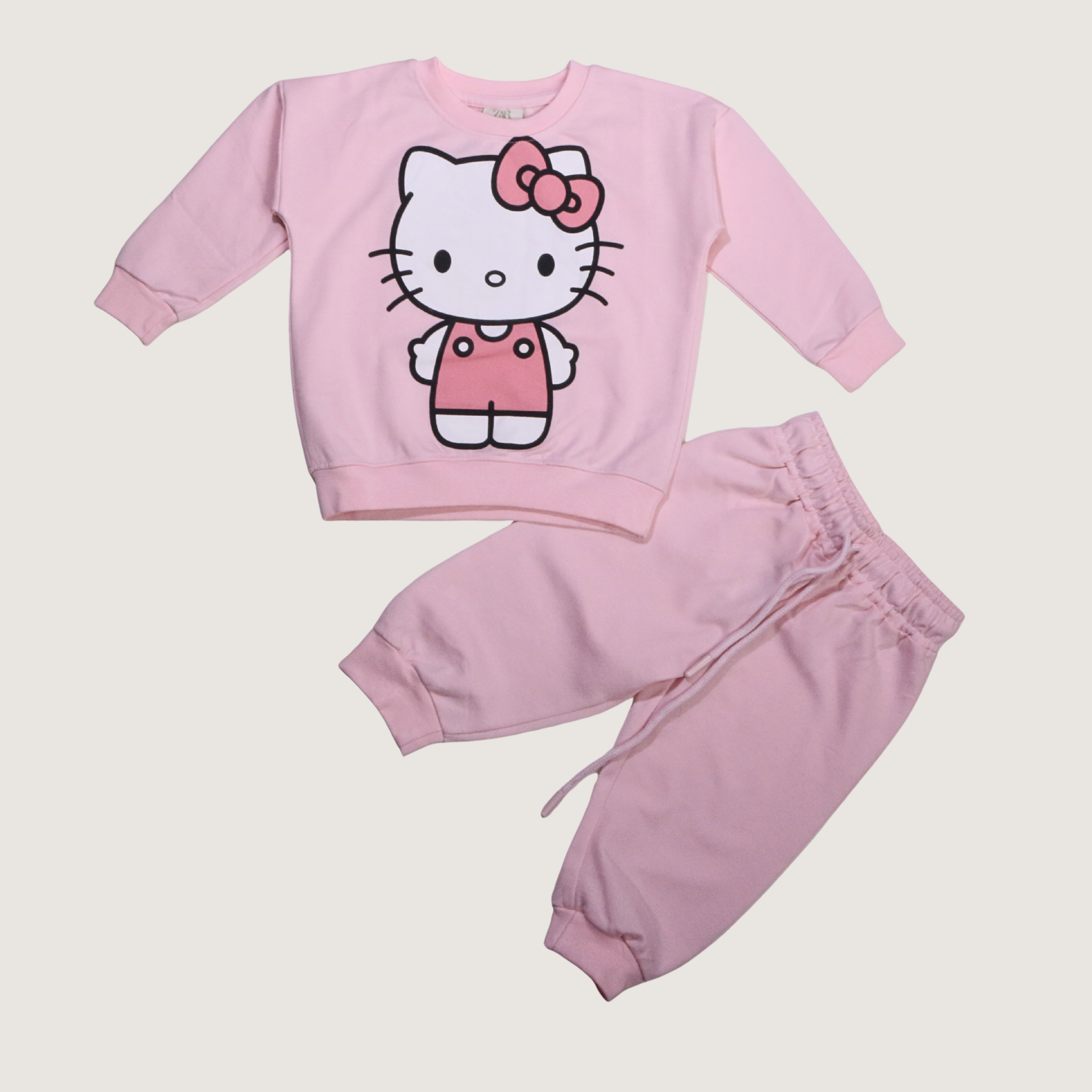 بيجامة كات ماري الوردية بأكمام طويلة (بنات)