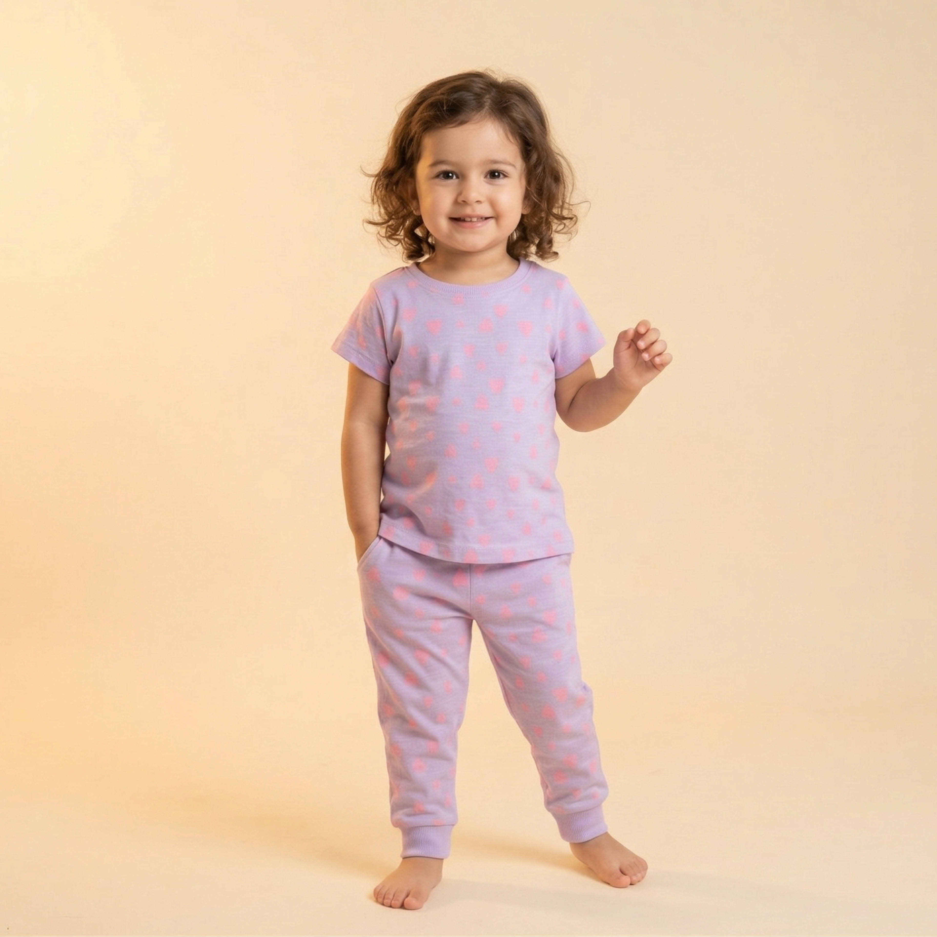 Pinkhearts Purple Kids H/S Pajamas