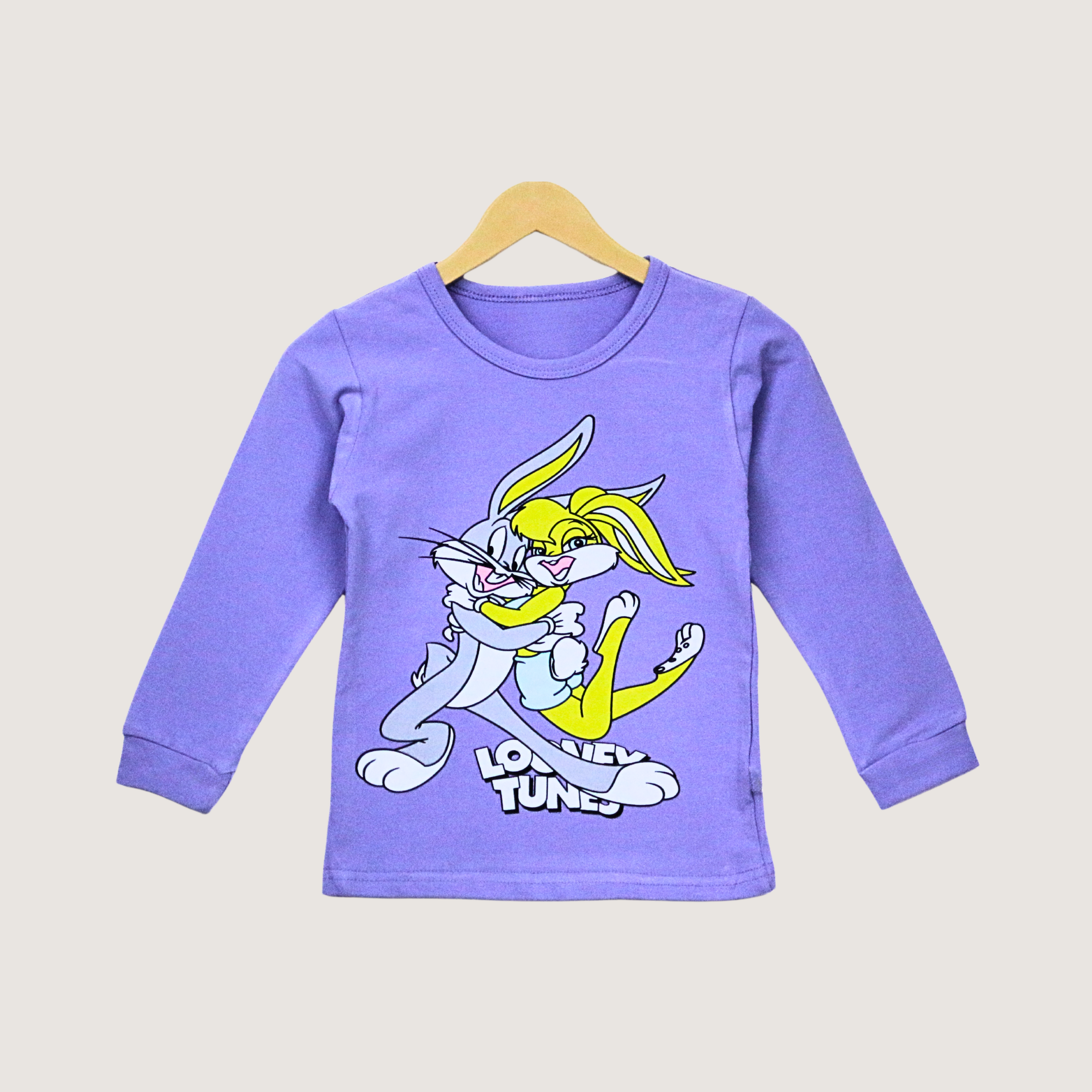 بيجامة أرنب أرجوانية بأكمام طويلة (بنات)