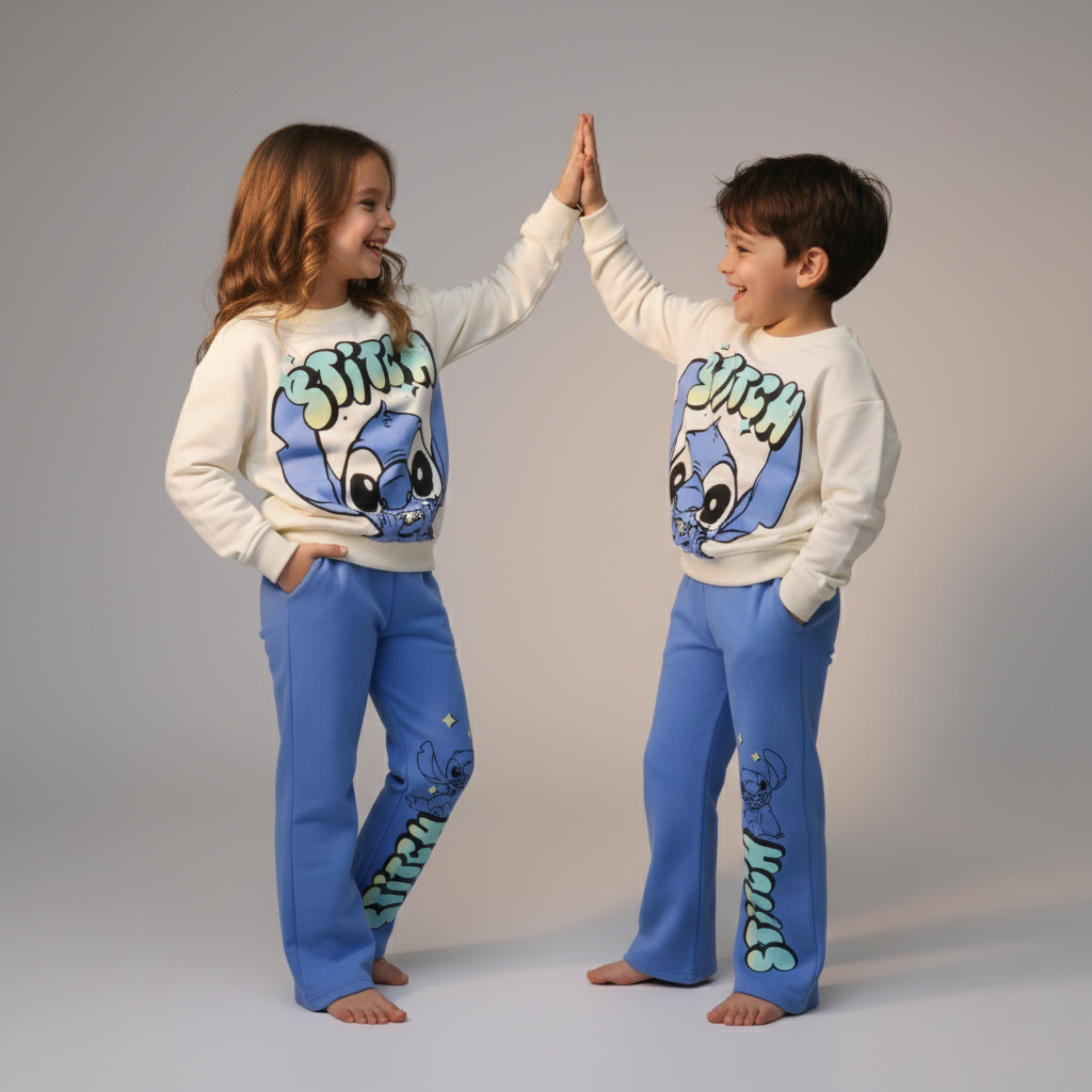 بيجامة كات ماري الوردية بأكمام طويلة (بنات)