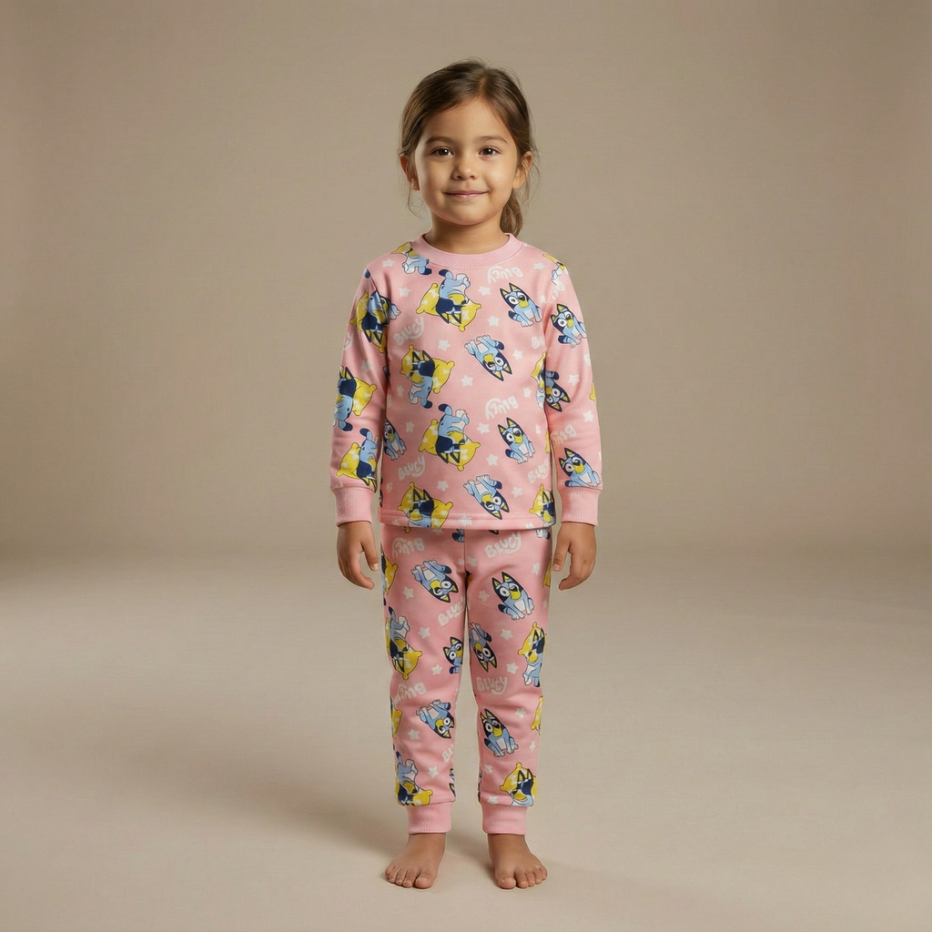 بيجاما بلووي دوغ الوردية الحرارية بأكمام طويلة (بنات)