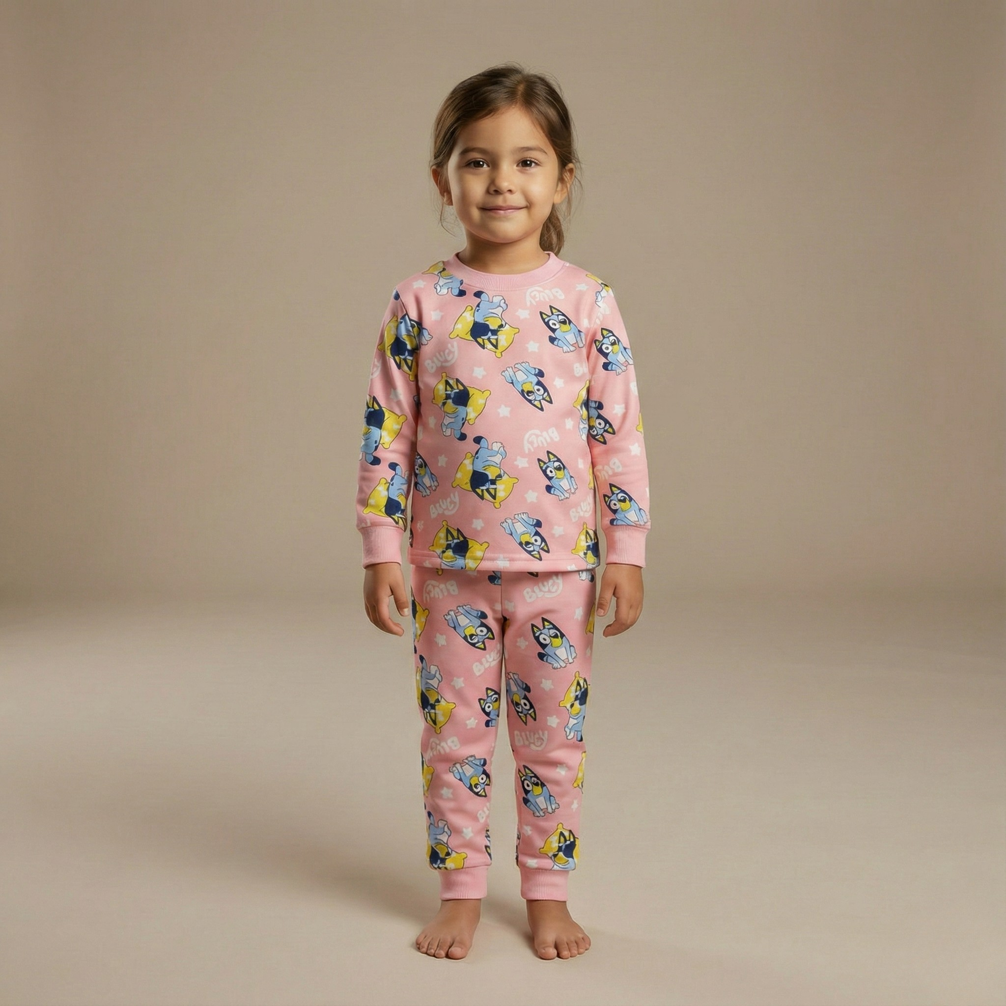 بيجاما بلووي دوغ الوردية الحرارية بأكمام طويلة (بنات)