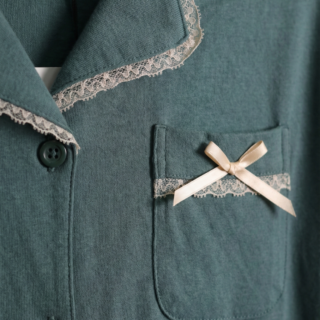 Womens Silk Pajama 2 Pcs Set 8016