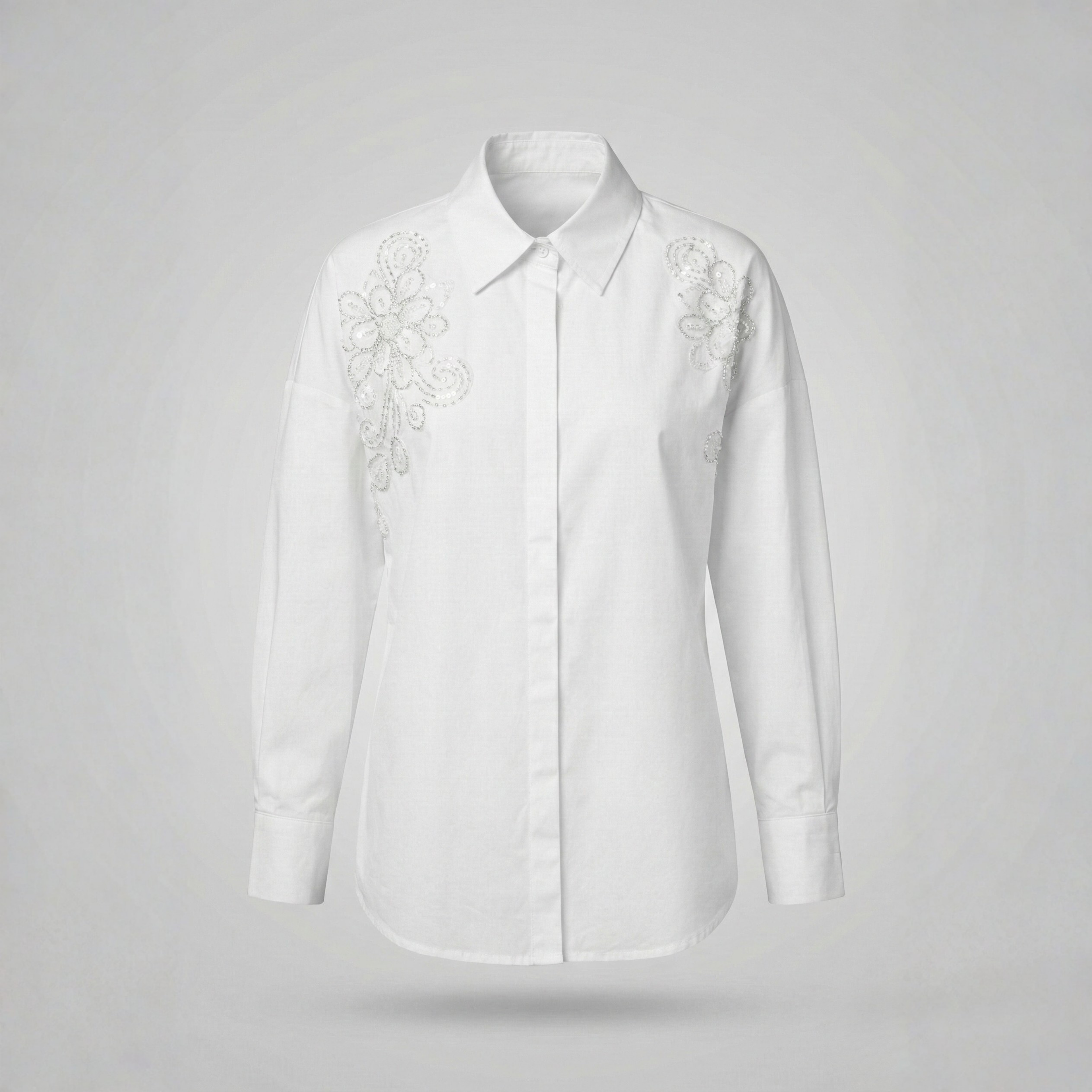 White Print Shirt Womens 66388