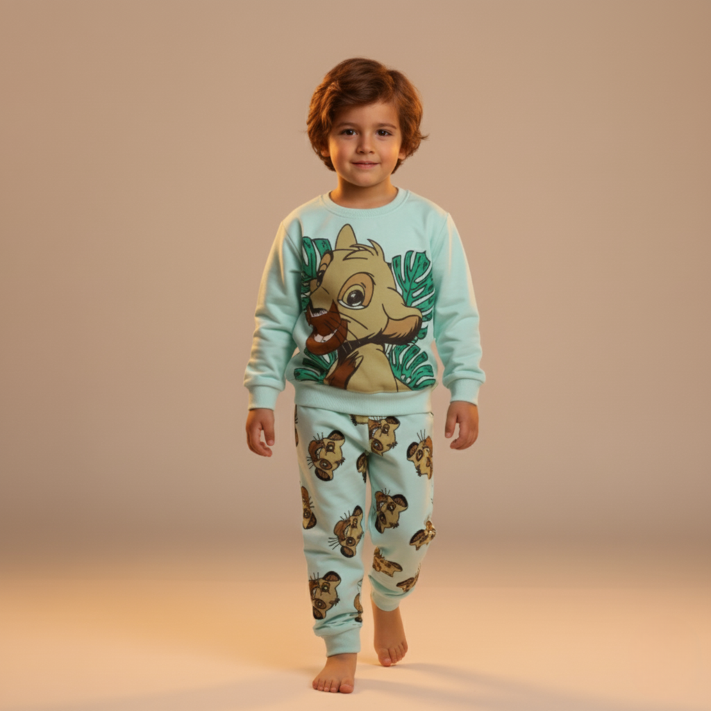 بيجامة كات ماري الوردية بأكمام طويلة (بنات)