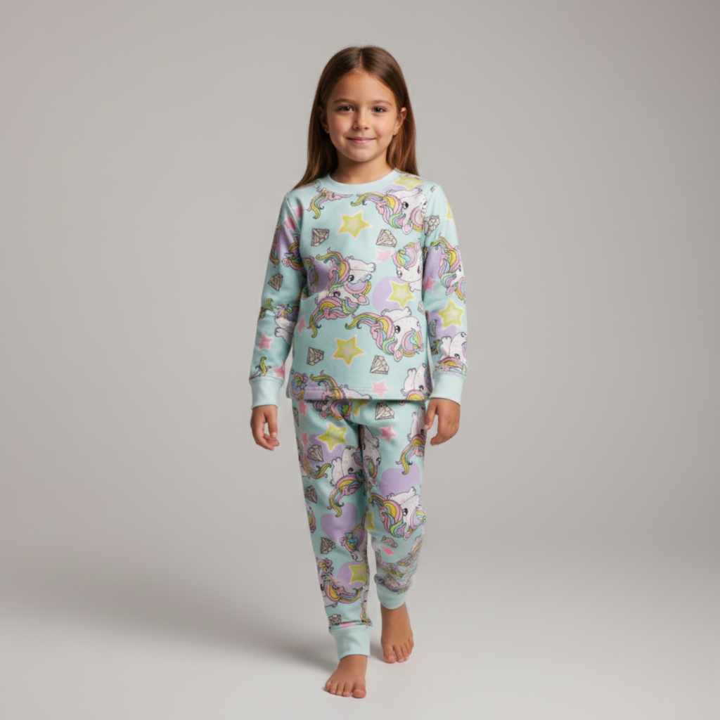 بيجامة كات ماري الوردية بأكمام طويلة (بنات)