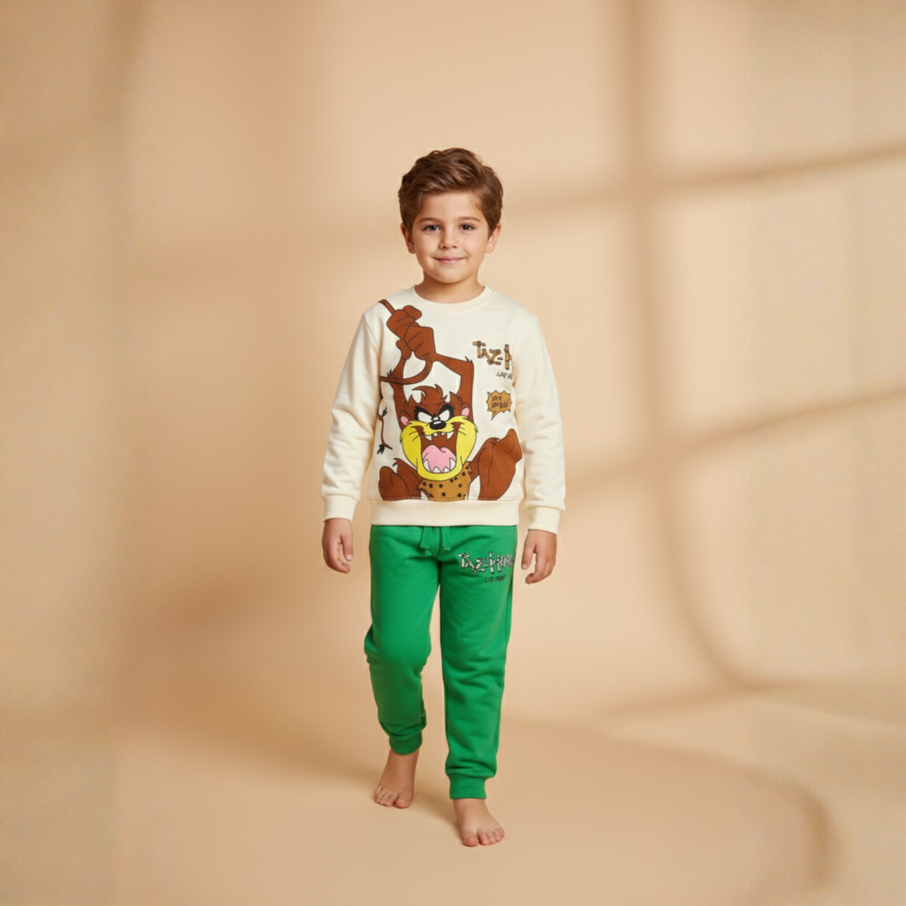 بيجامة كات ماري الوردية بأكمام طويلة (بنات)