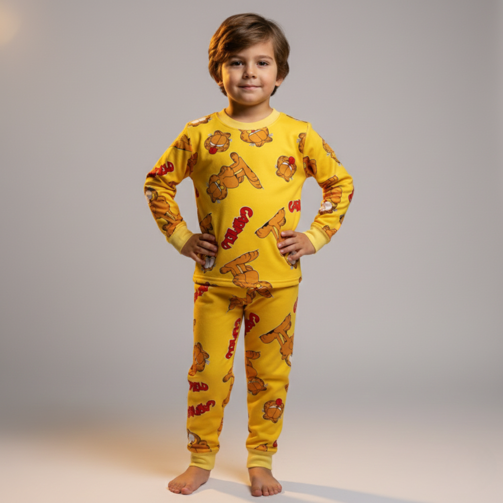 بيجامة كات ماري الوردية بأكمام طويلة (بنات)