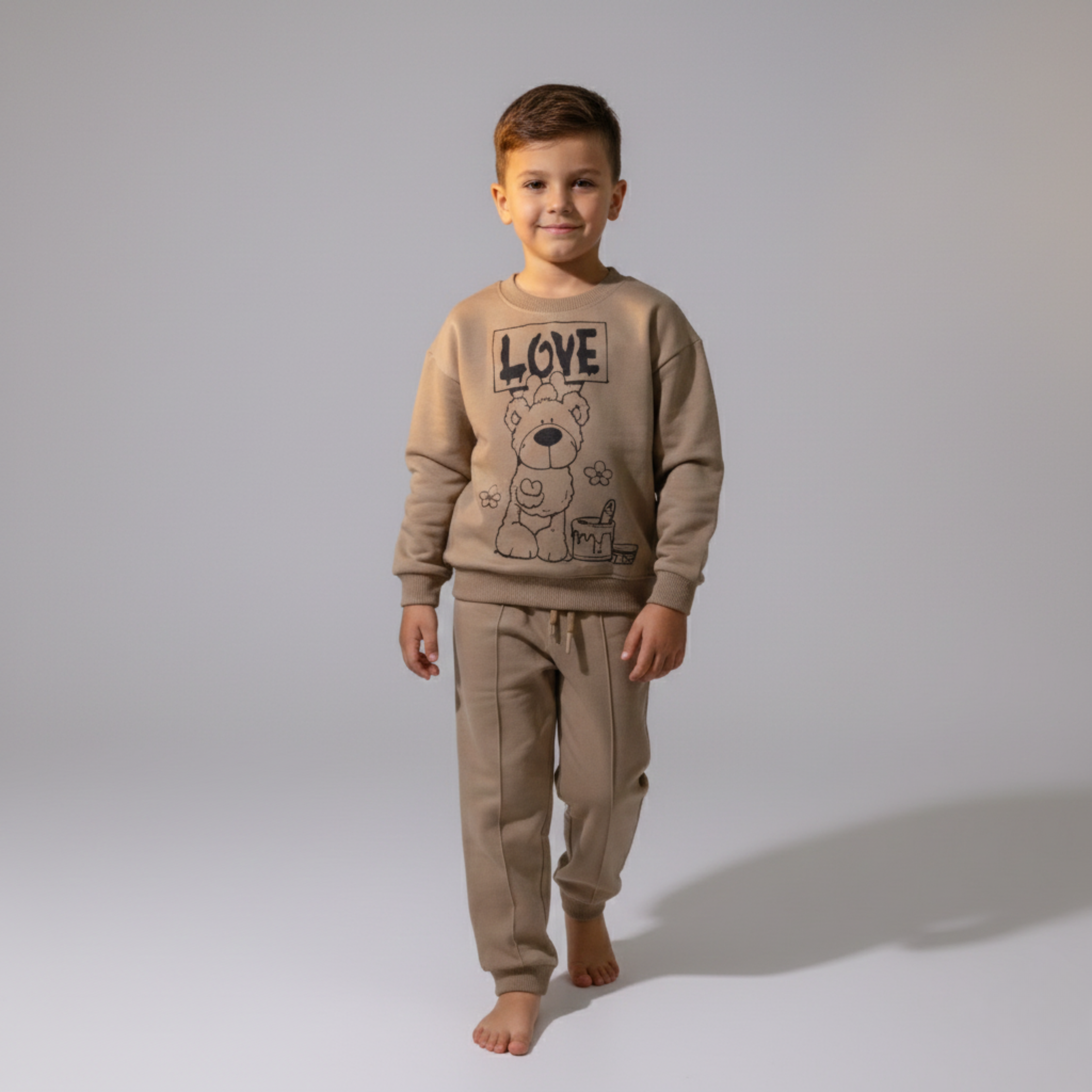 بيجامة كات ماري الوردية بأكمام طويلة (بنات)