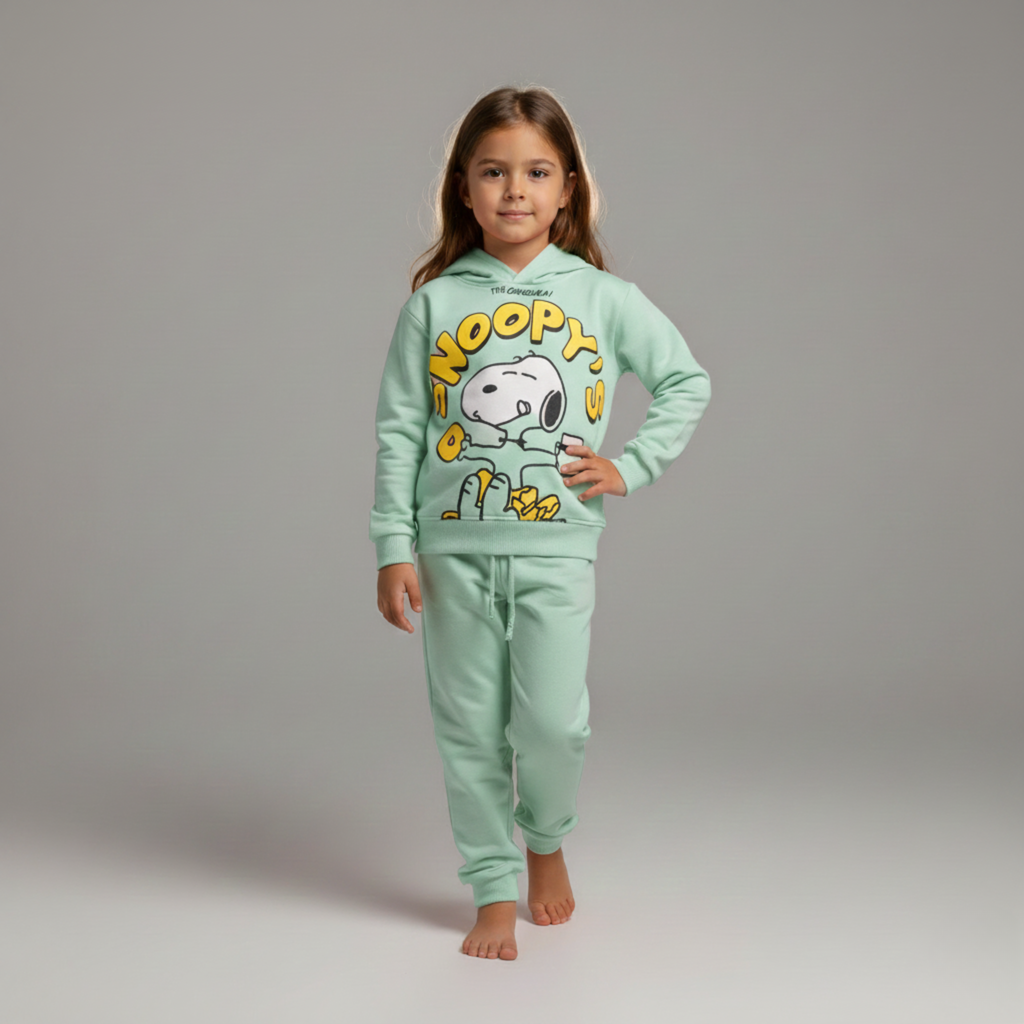 بيجامة كات ماري الوردية بأكمام طويلة (بنات)