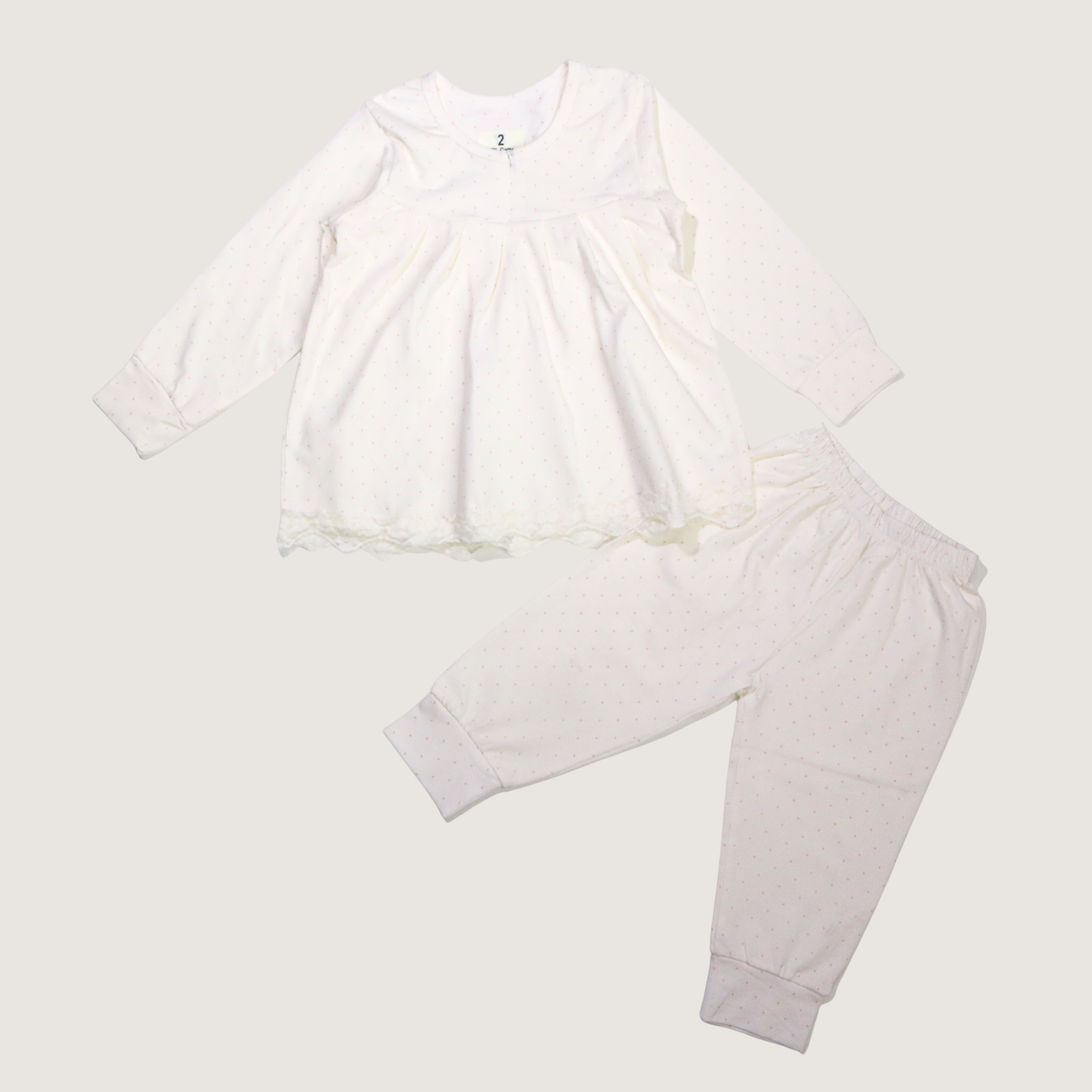 CLASSIC - Dots White Long-Sleeves Fleece Pajamas (Girls)