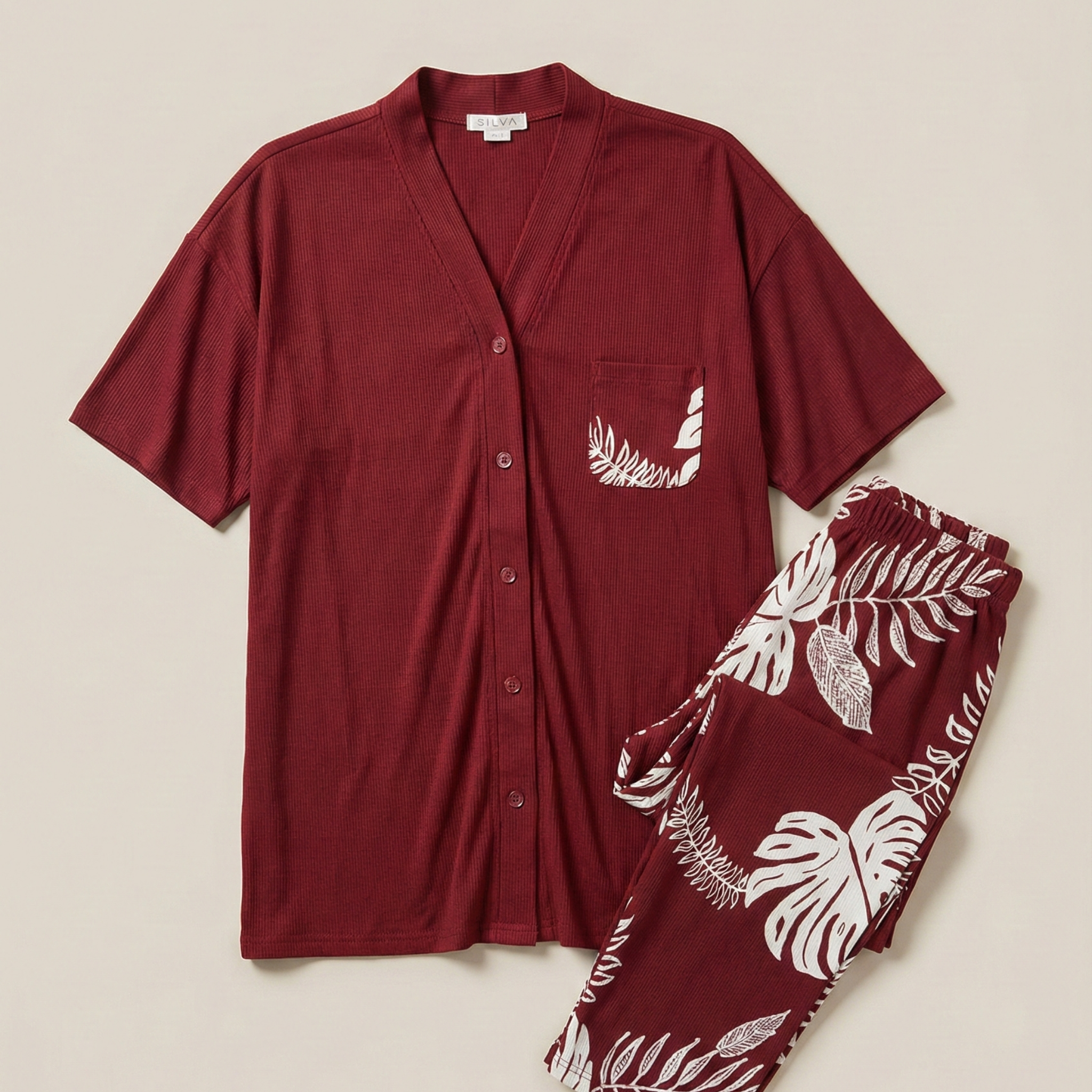 Womens Silk Pajama 2 Pcs Set 8120