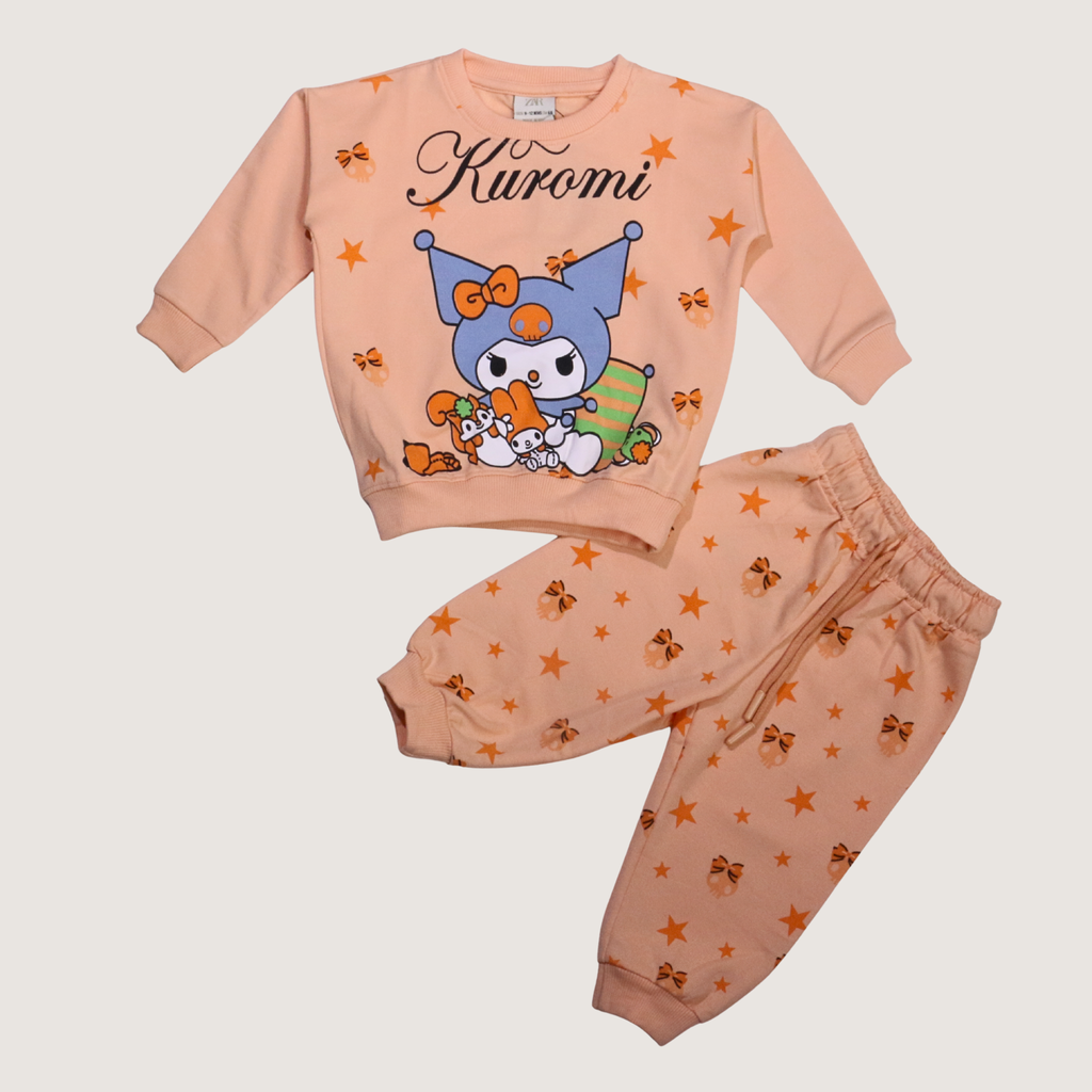 بيجامة كات ماري الوردية بأكمام طويلة (بنات)