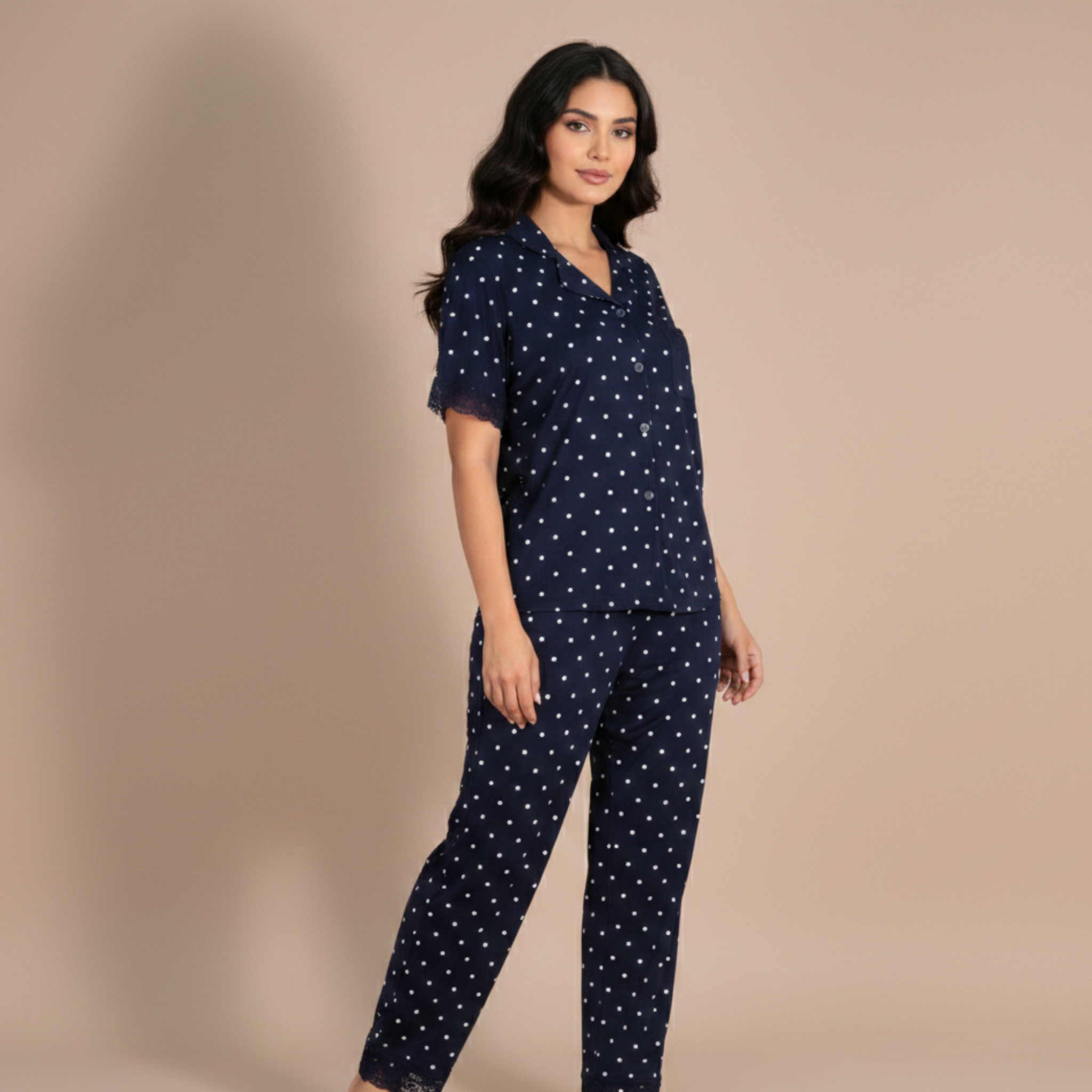 Womens Silk Pajama 2 Pcs Set 8053