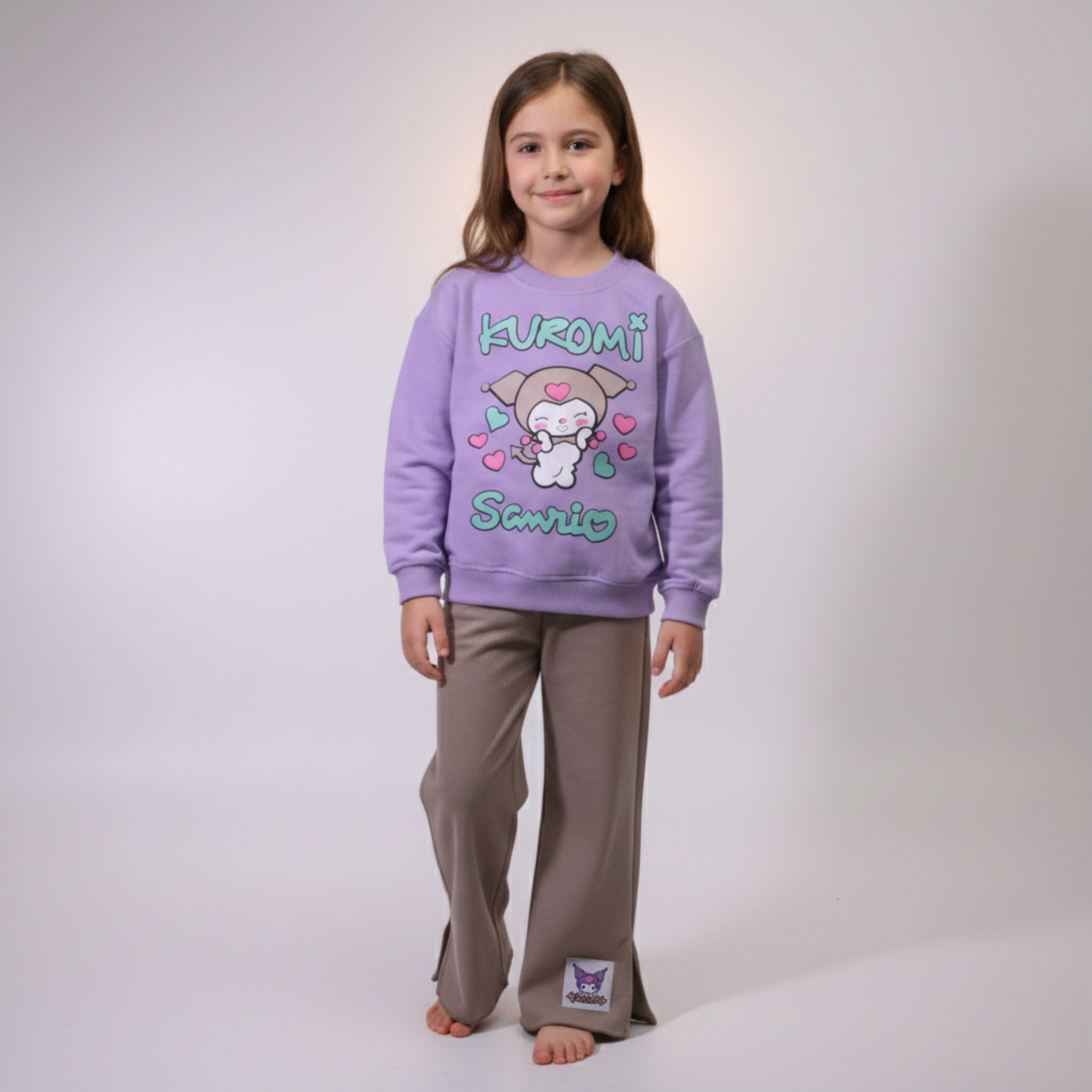 بيجامة كات ماري الوردية بأكمام طويلة (بنات)