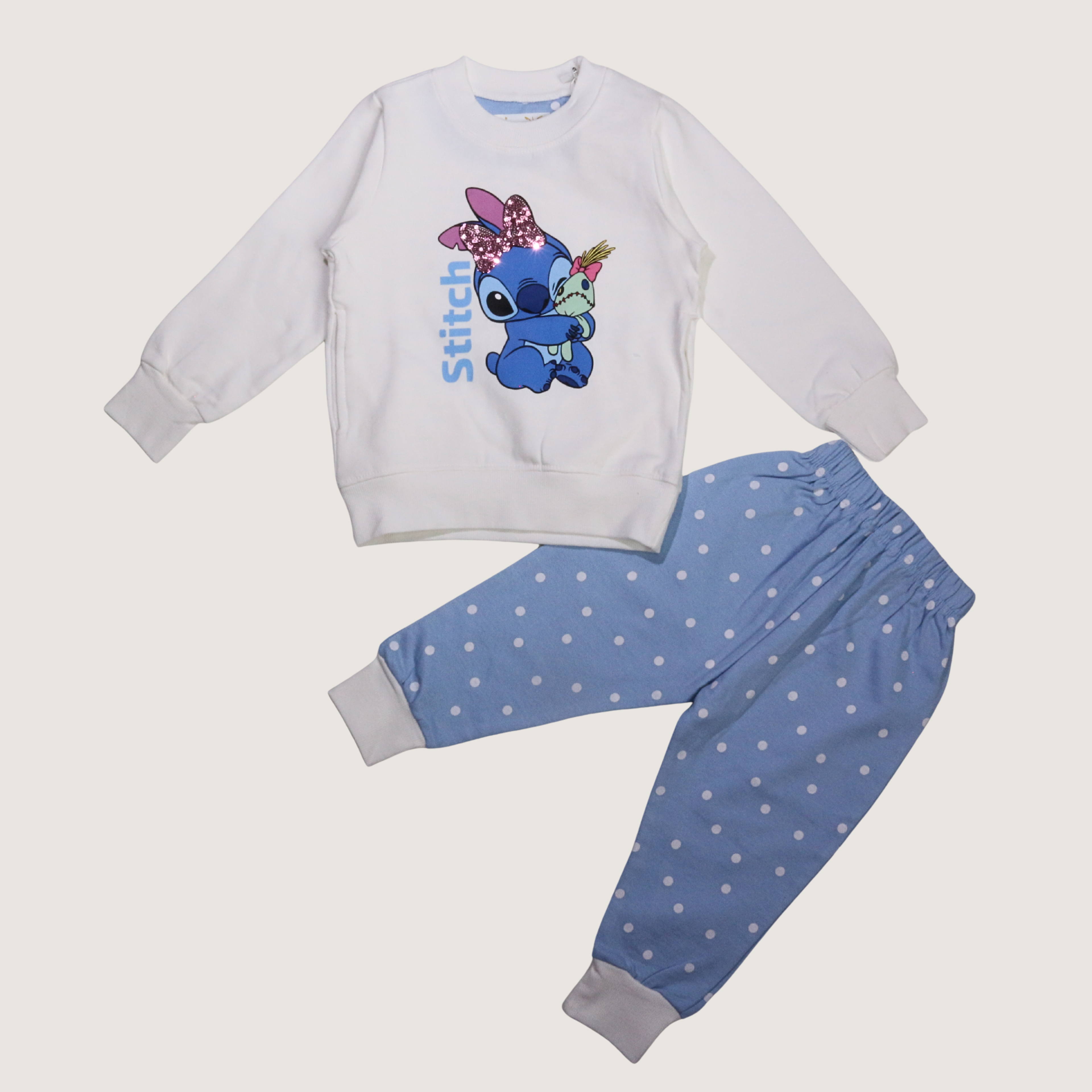 بيجامة كات ماري الوردية بأكمام طويلة (بنات)