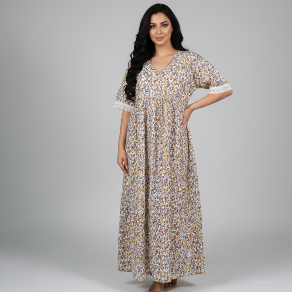 Womens Cotton Long Midi Dress LM-188/J-46
