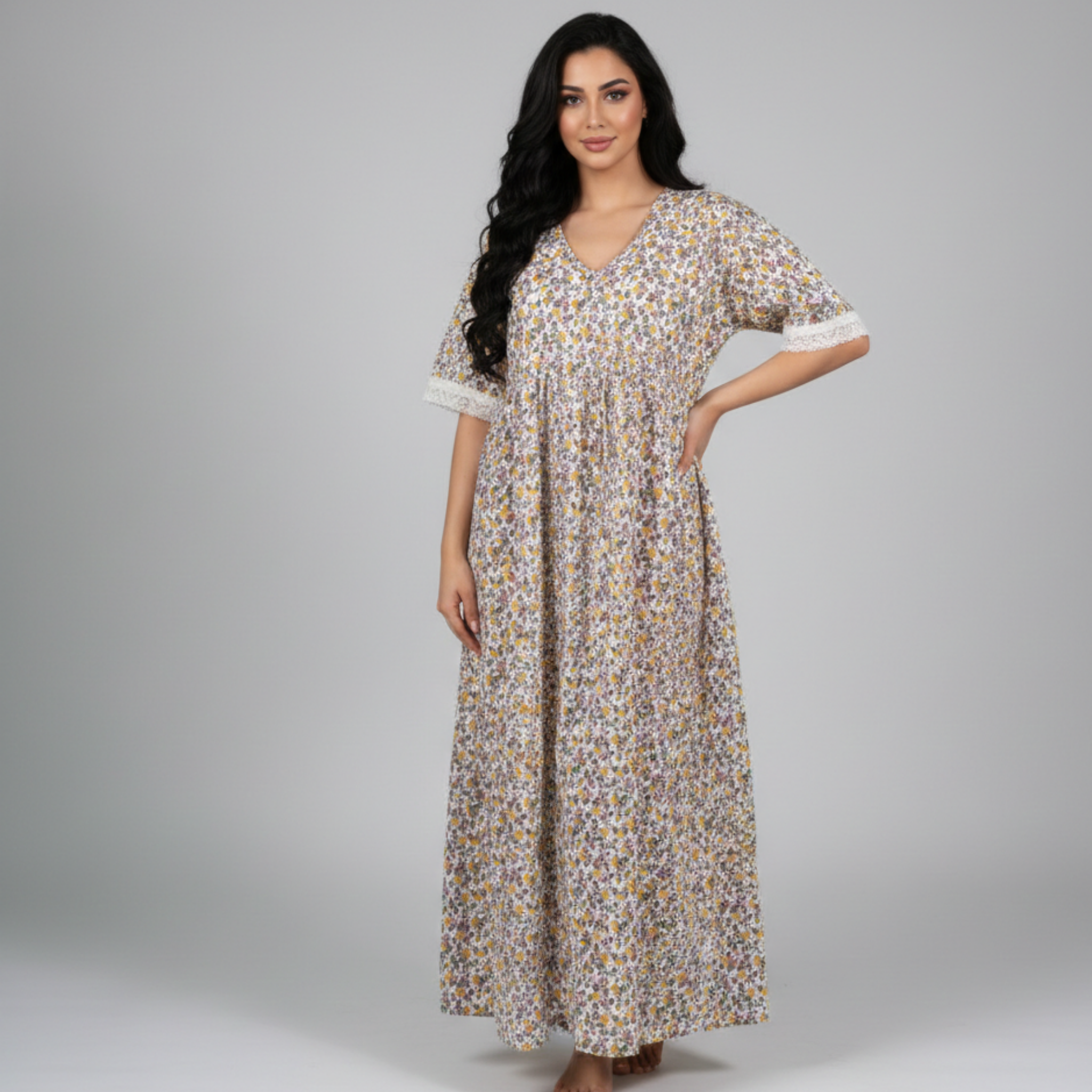 Womens Cotton Long Midi Dress LM-188/J-46