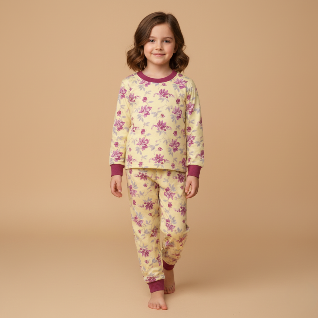 MISBAH - Flower Yellow Long-Sleeves Pajamas (Girls)