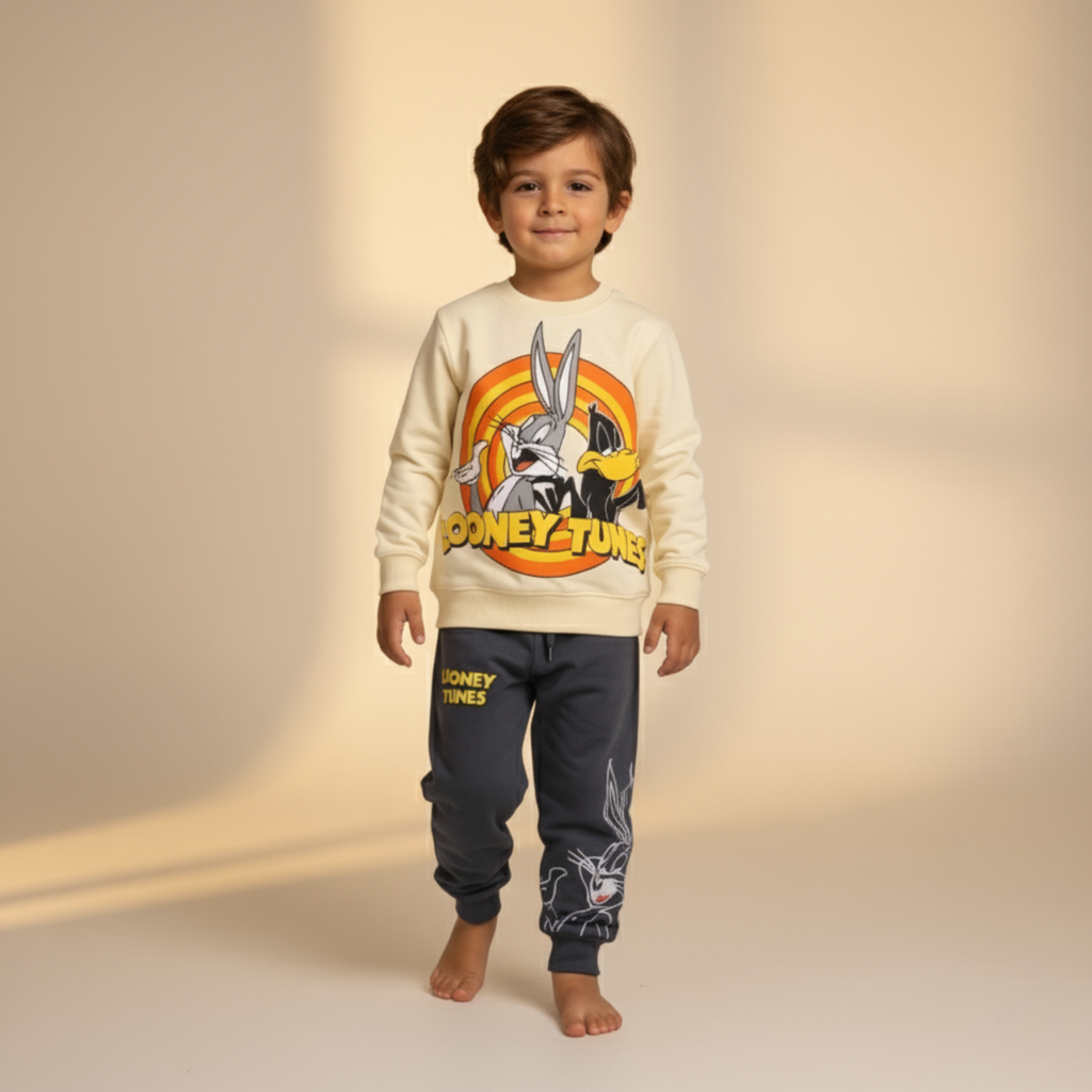 بيجامة كات ماري الوردية بأكمام طويلة (بنات)