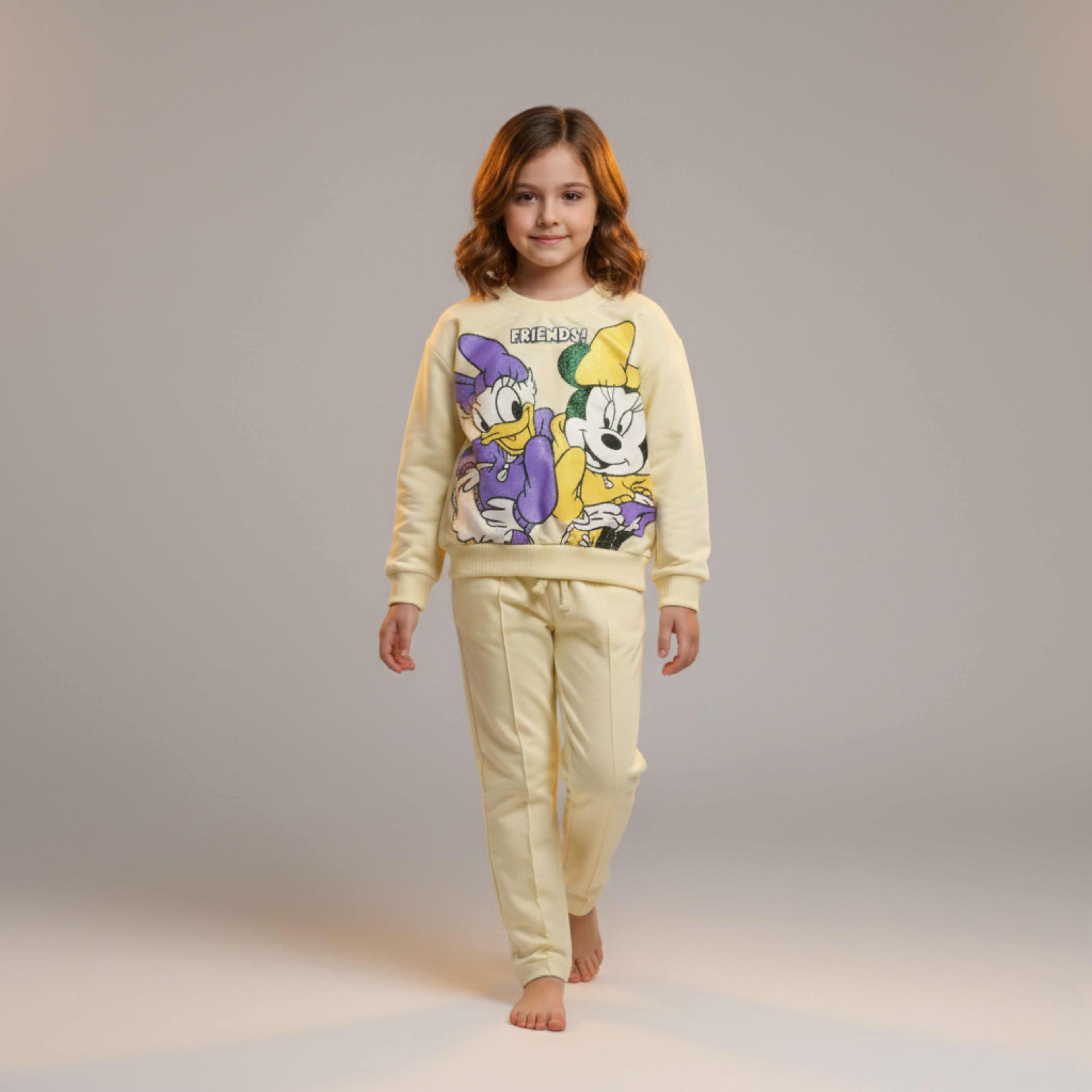 بيجامة كات ماري الوردية بأكمام طويلة (بنات)