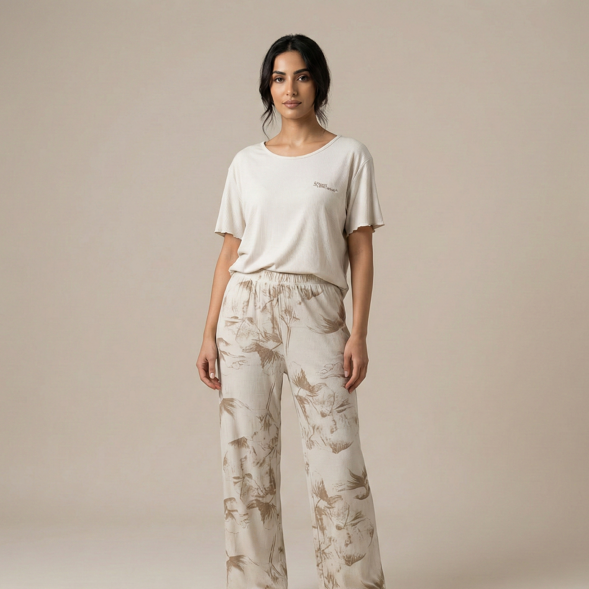 Womens Silk Pajama 2 Pcs Set 8125