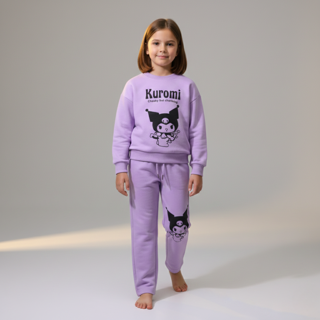 Kuromi Light Purple Long-Sleeves Pajamas (Girls)